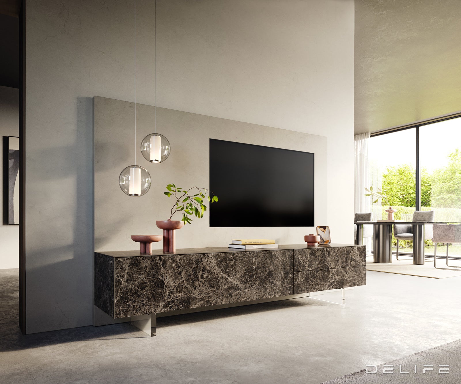 Tv komoda Cuor 220x45cm, Materijal: Keramika Emperador Extra Lucidato