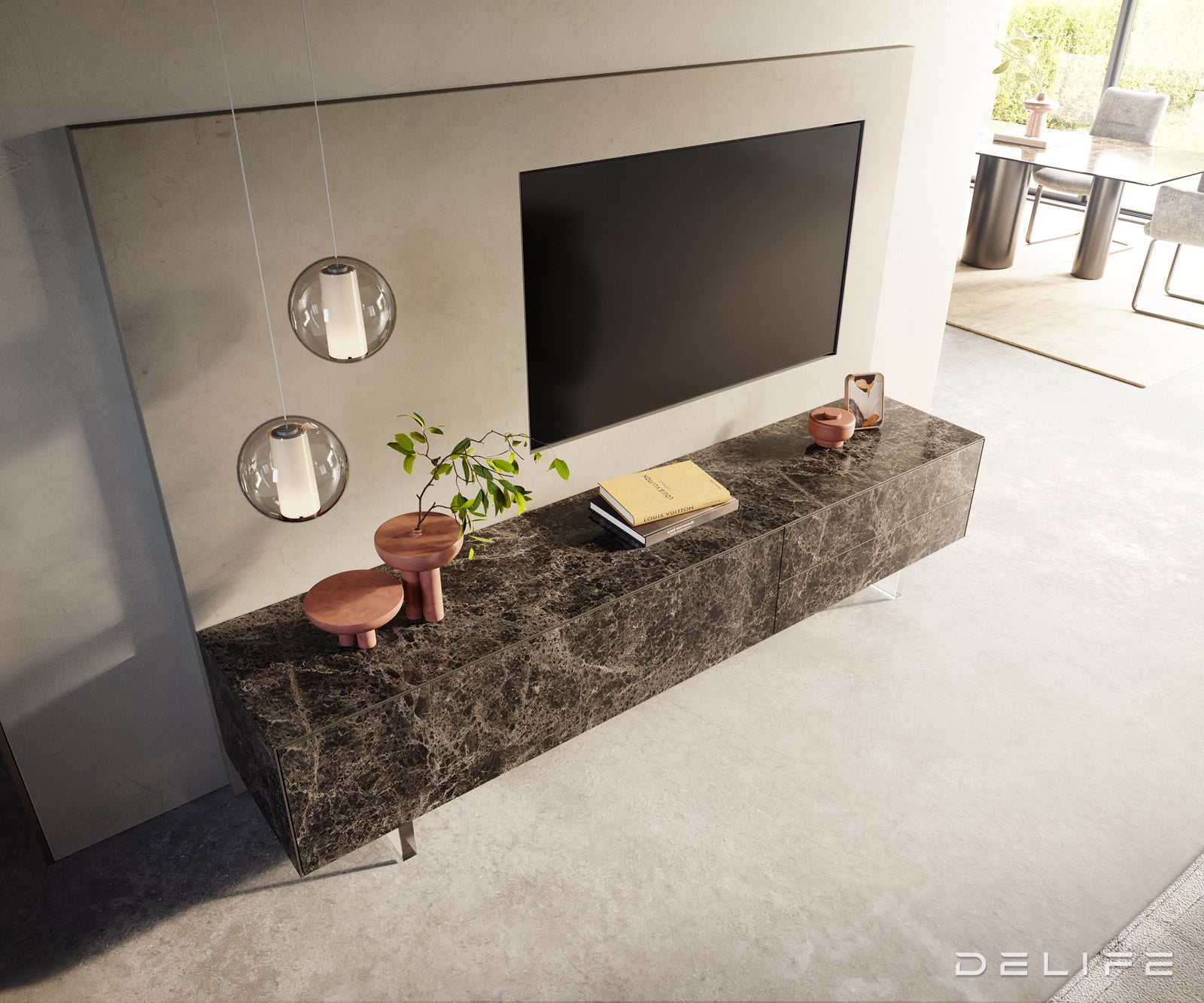 Tv komoda Cuor 220x45cm, Materijal: Keramika Emperador Extra Lucidato