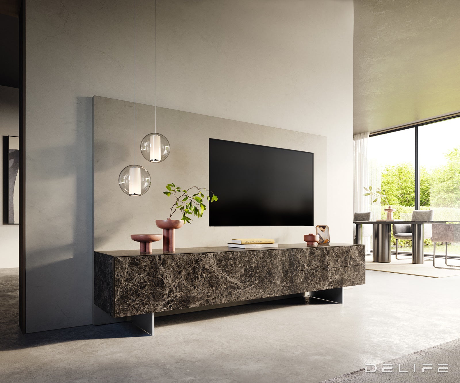Tv komoda Cuor 220x45cm, Materijal: Keramika Emperador Extra Lucidato