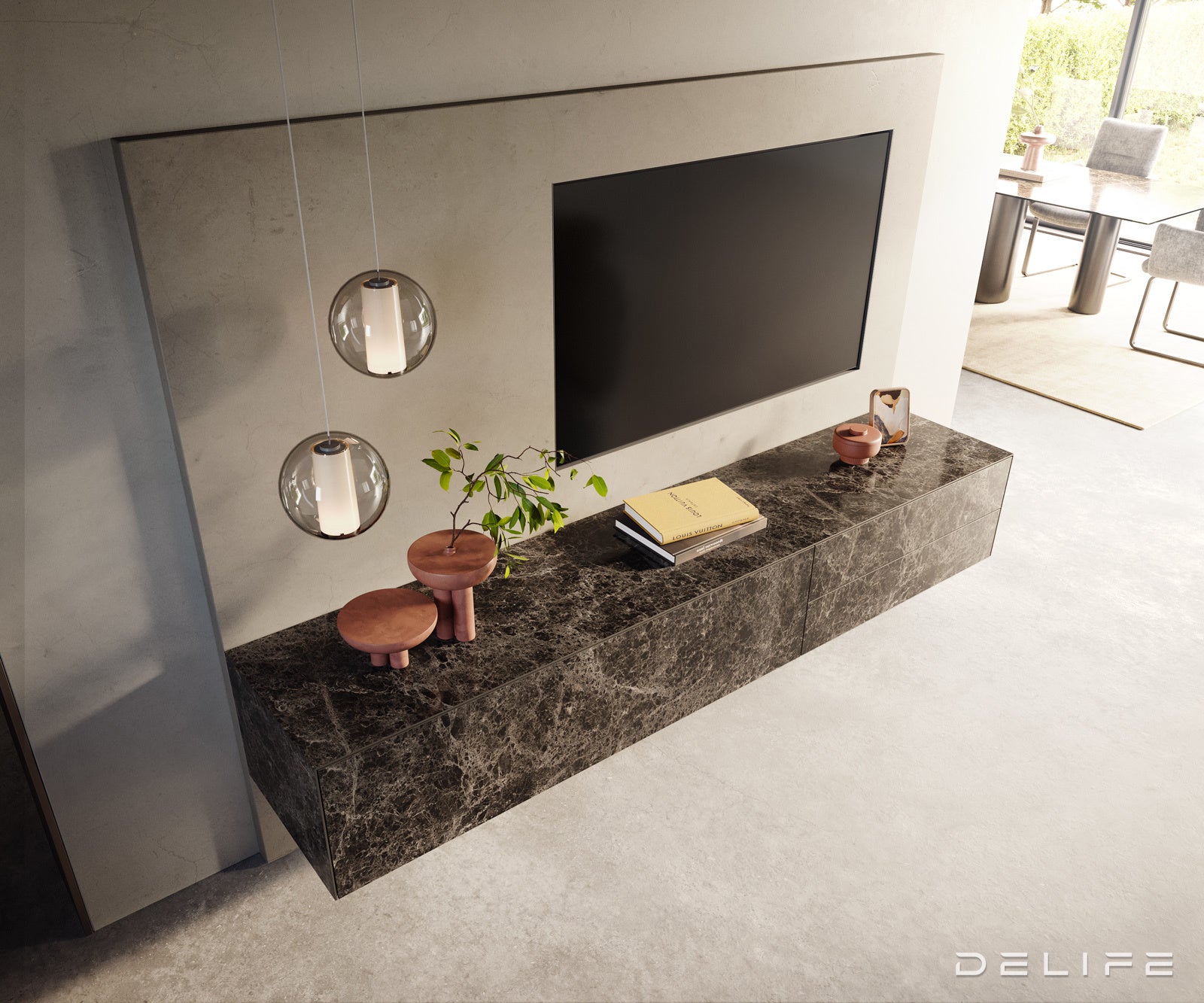 Tv komoda Cuor 220x45cm, Materijal: Keramika Emperador Extra Lucidato