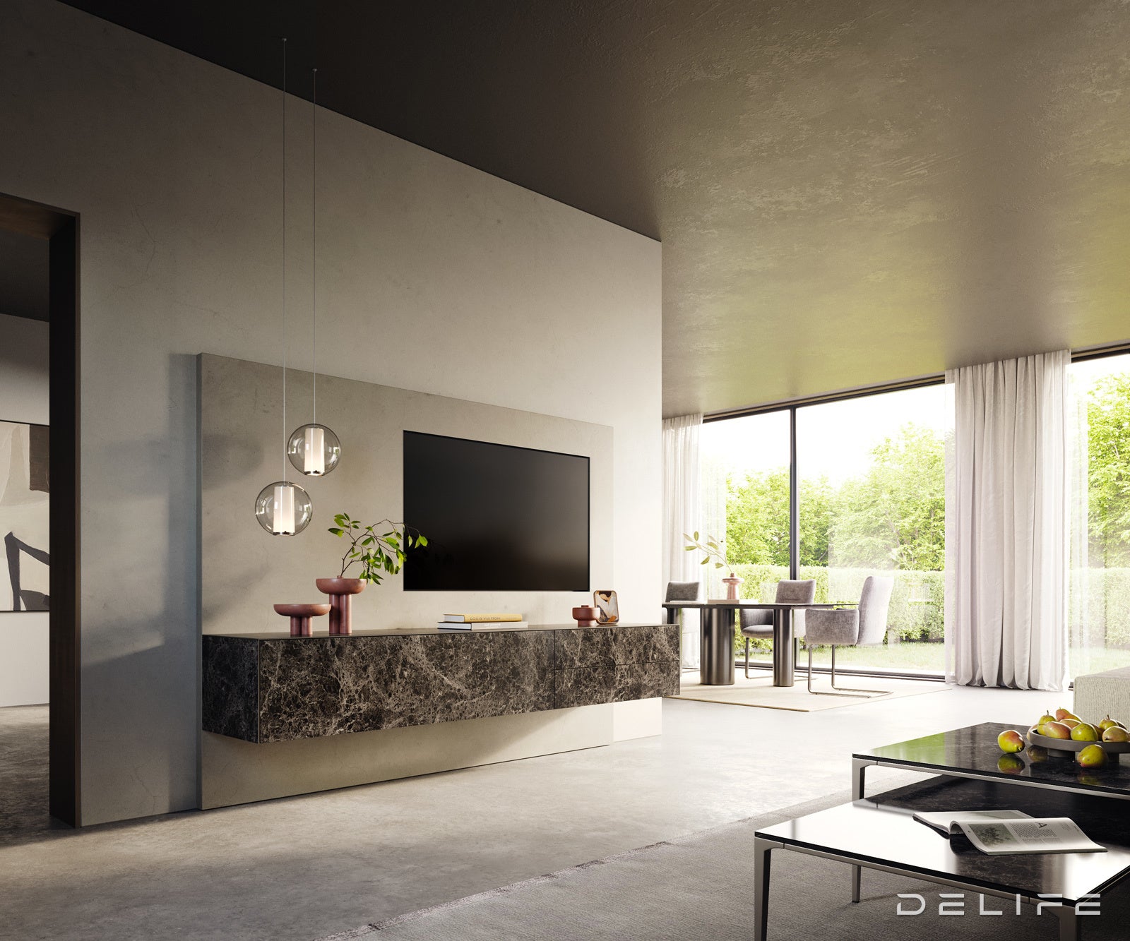 Tv komoda Cuor 220x45cm, Materijal: Keramika Emperador Extra Lucidato