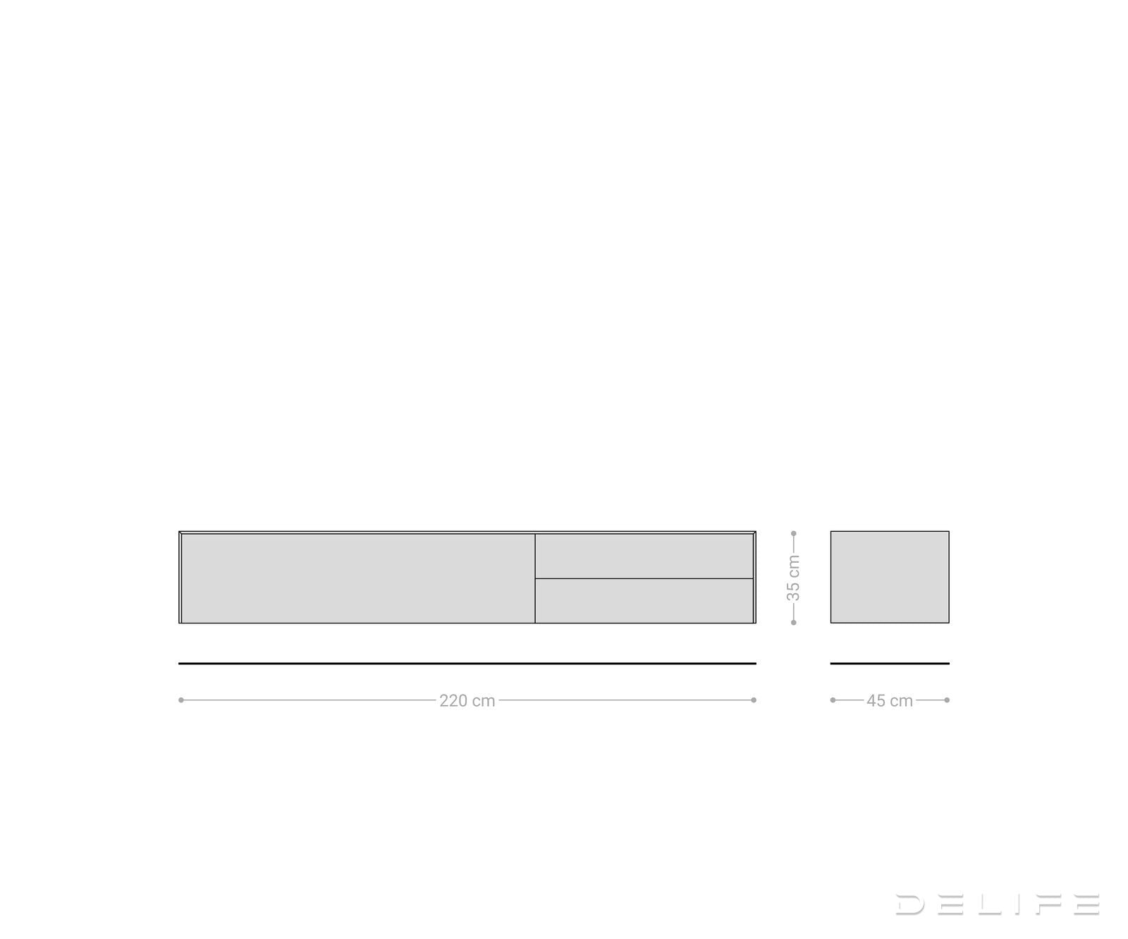 Tv komoda Cuor 220x45cm, Materijal: Keramika Emperador Extra Lucidato
