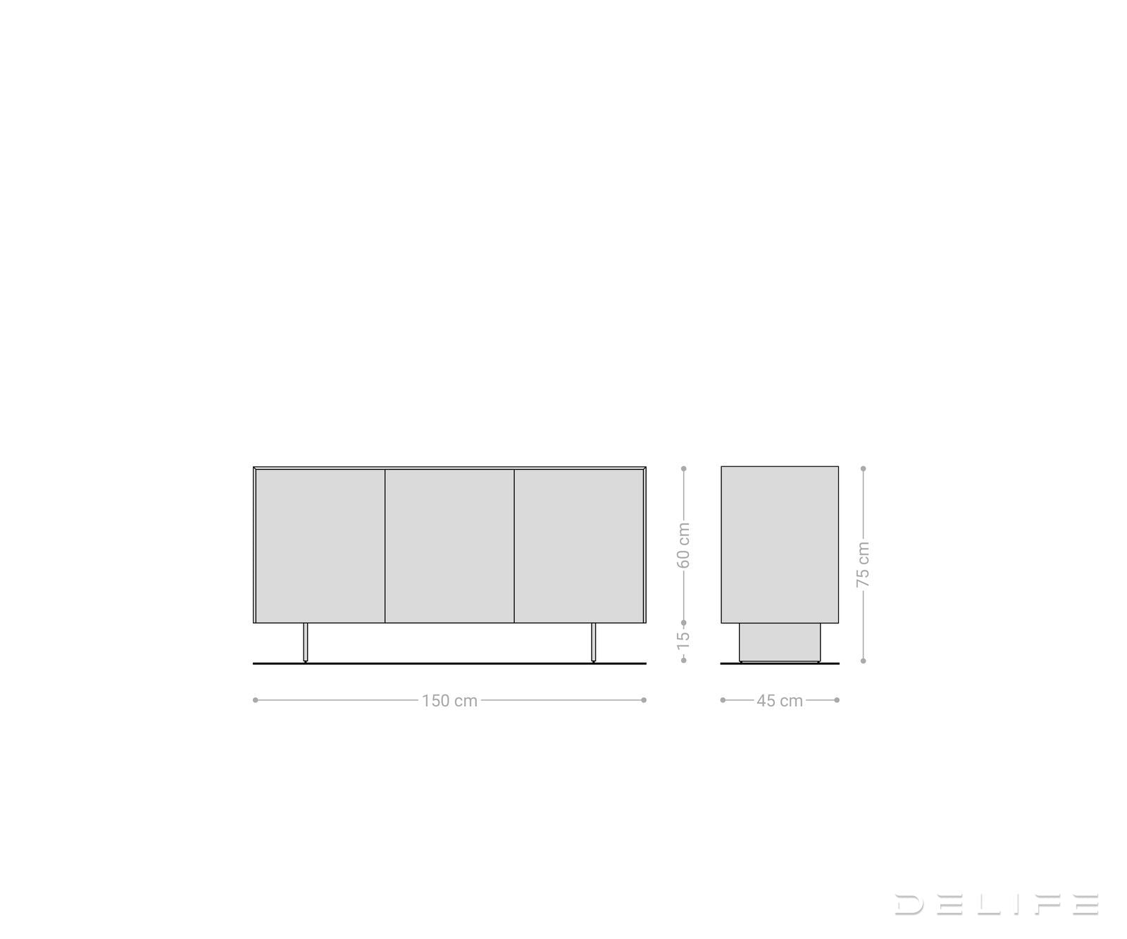 Komoda Cuor 150x45cm, Materijal: Keramika Laminam Travertino Bianco