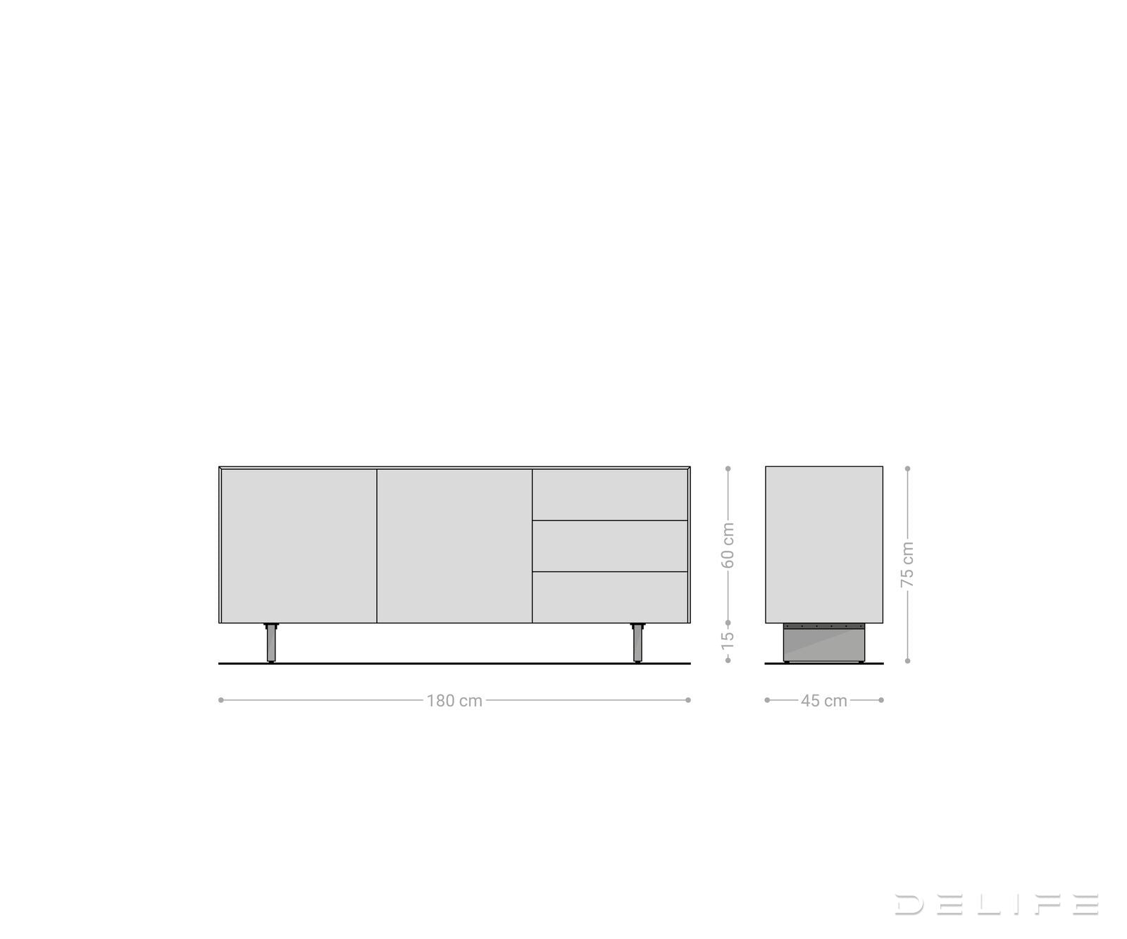 Komoda Cuor 180x45cm, Materijal: Keramika Emperador Extra Lucidato