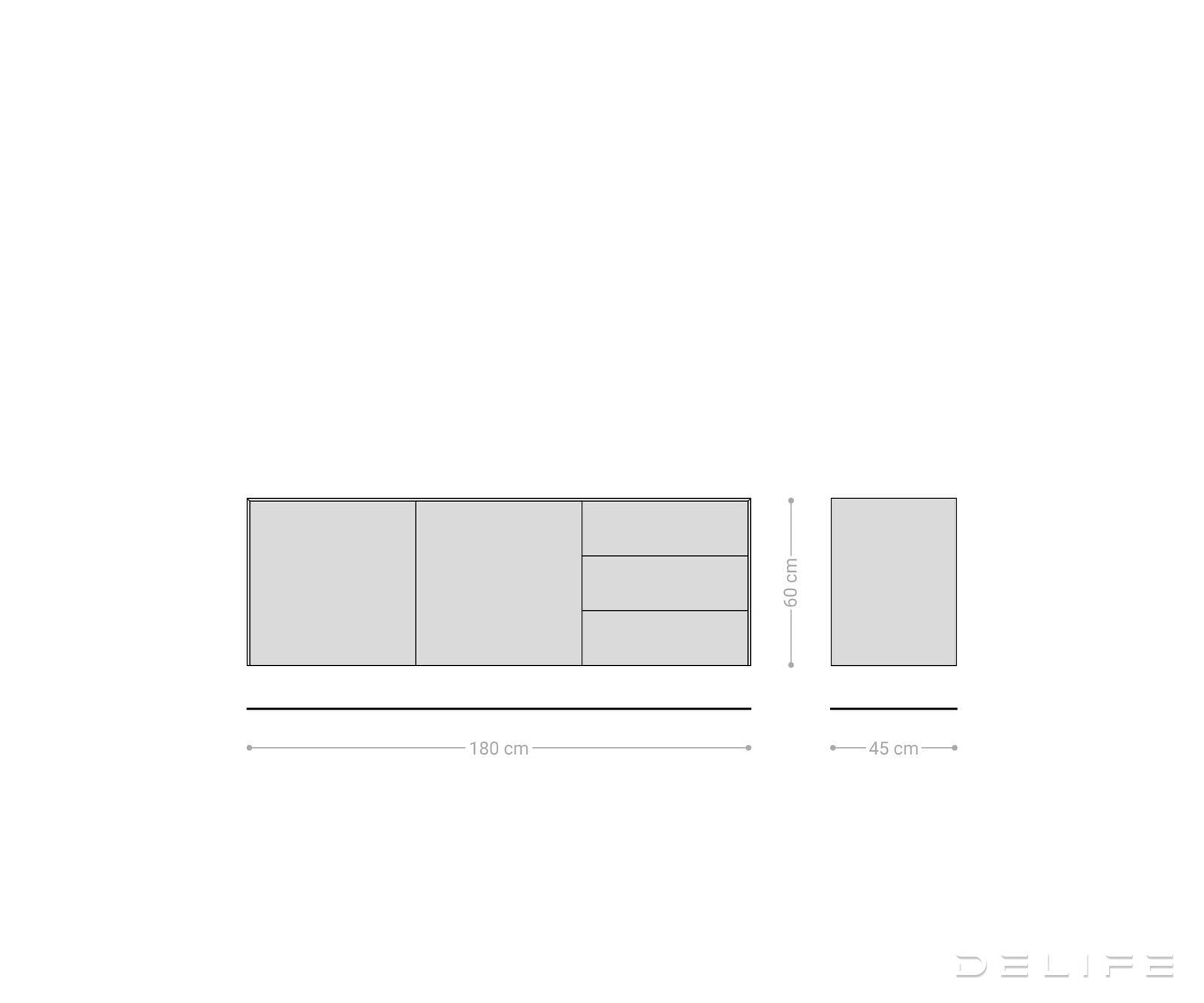 Komoda Cuor 180x45cm, Materijal: Keramika Laminam Travertino Bianco