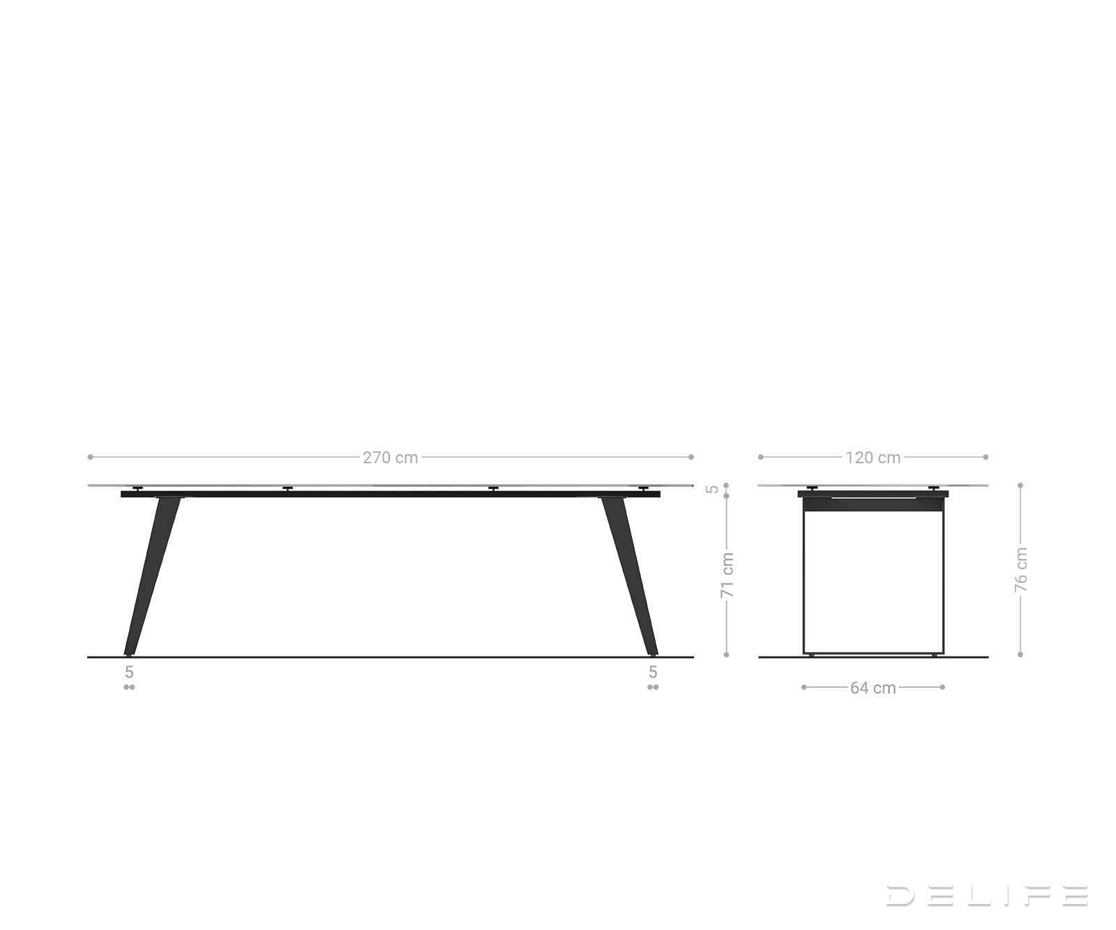 Blagovaonski stol Edge 270x120cm, Materijal: Keramika na staklu