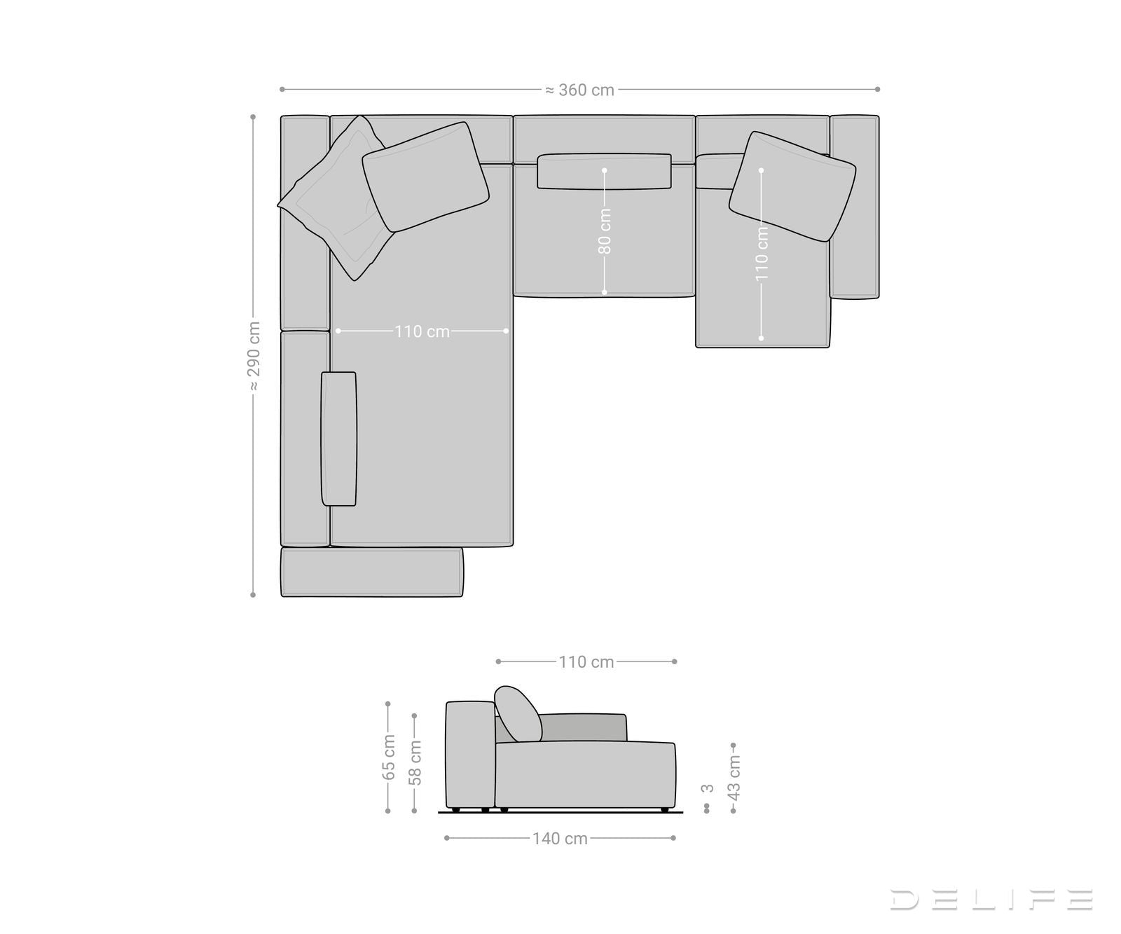 Modularna garnitura Freestyle 360x290cm, Materijal: Tkanina