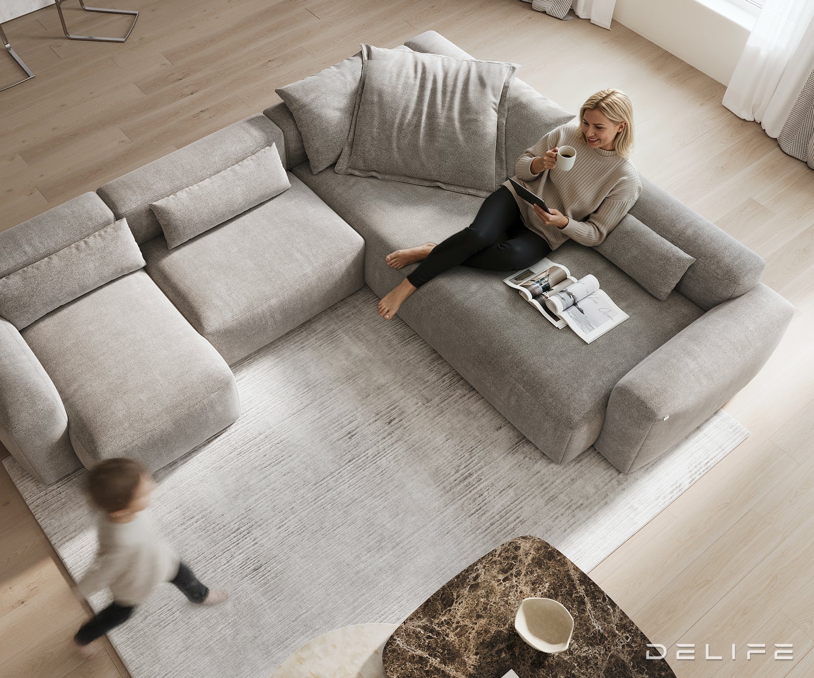 Modularna garnitura Freestyle 360x290cm, Materijal: Strukturirana tkanina
