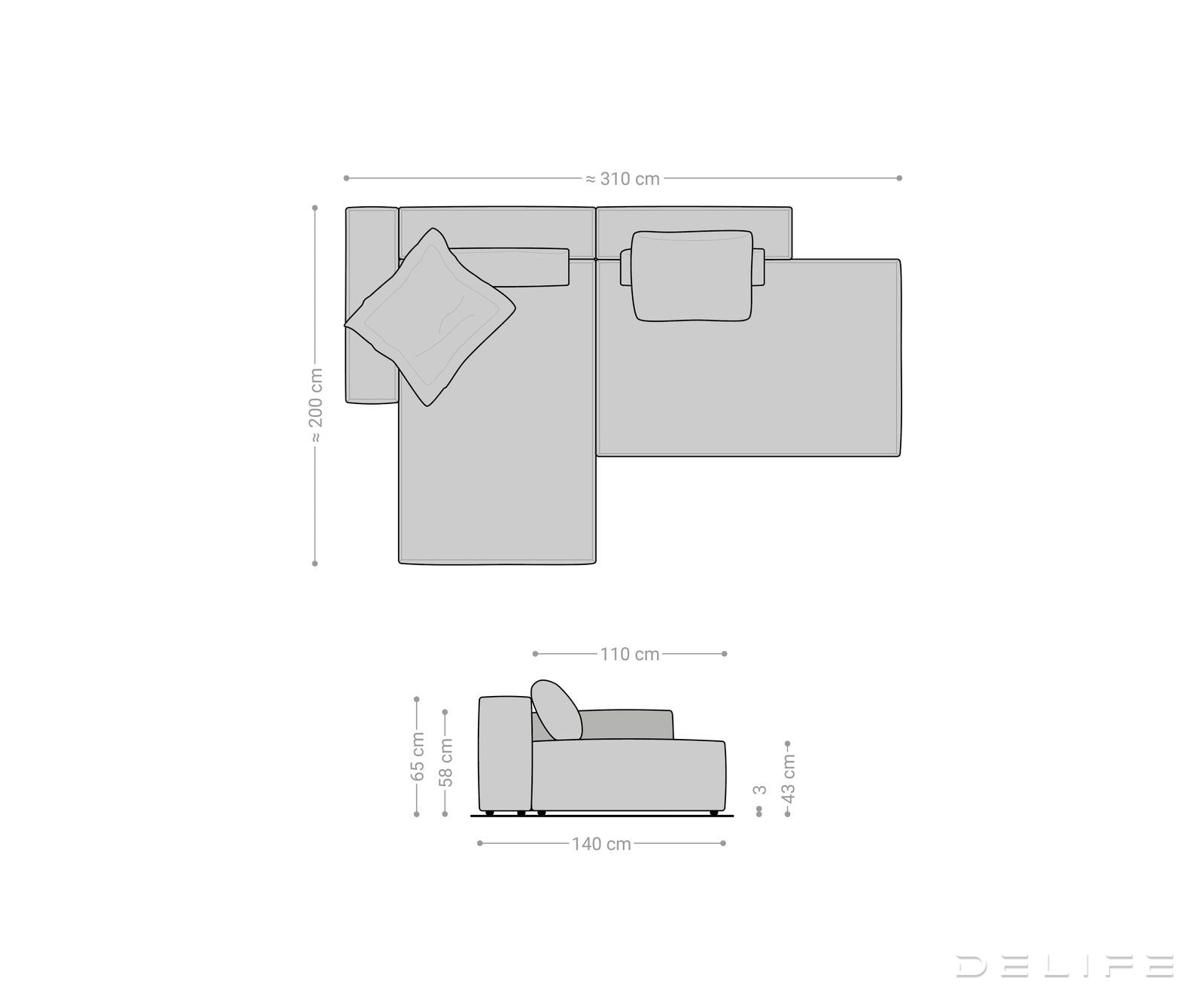 Modularna garnitura Freestyle 310x200cm, Materijal: Mikrofibra