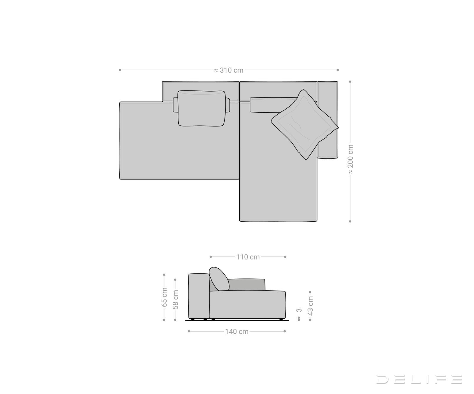 Modularna garnitura Freestyle 310x200cm, Materijal: Mikrofibra