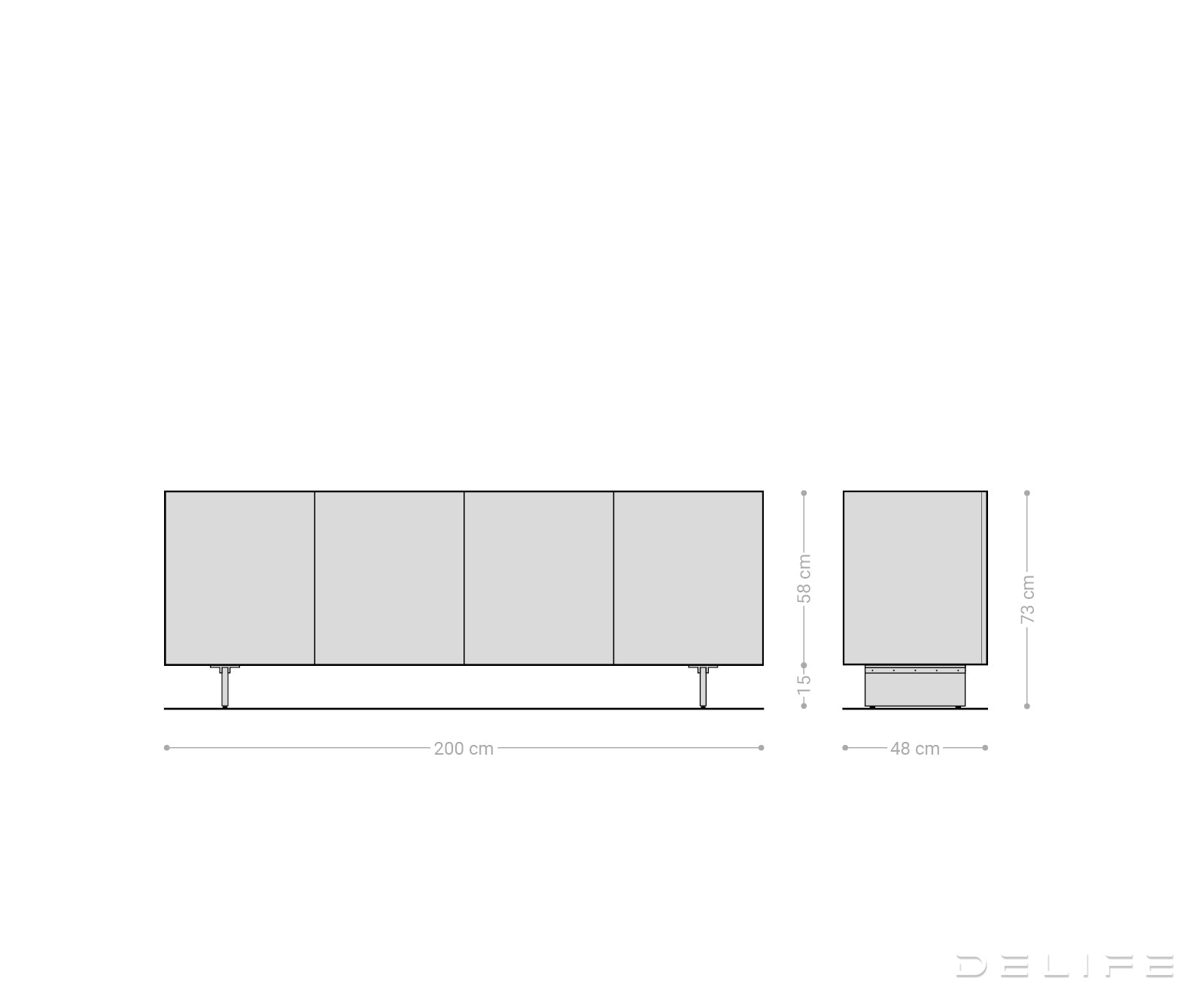 Komoda Ashara 200x48cm, Materijal: Jasen