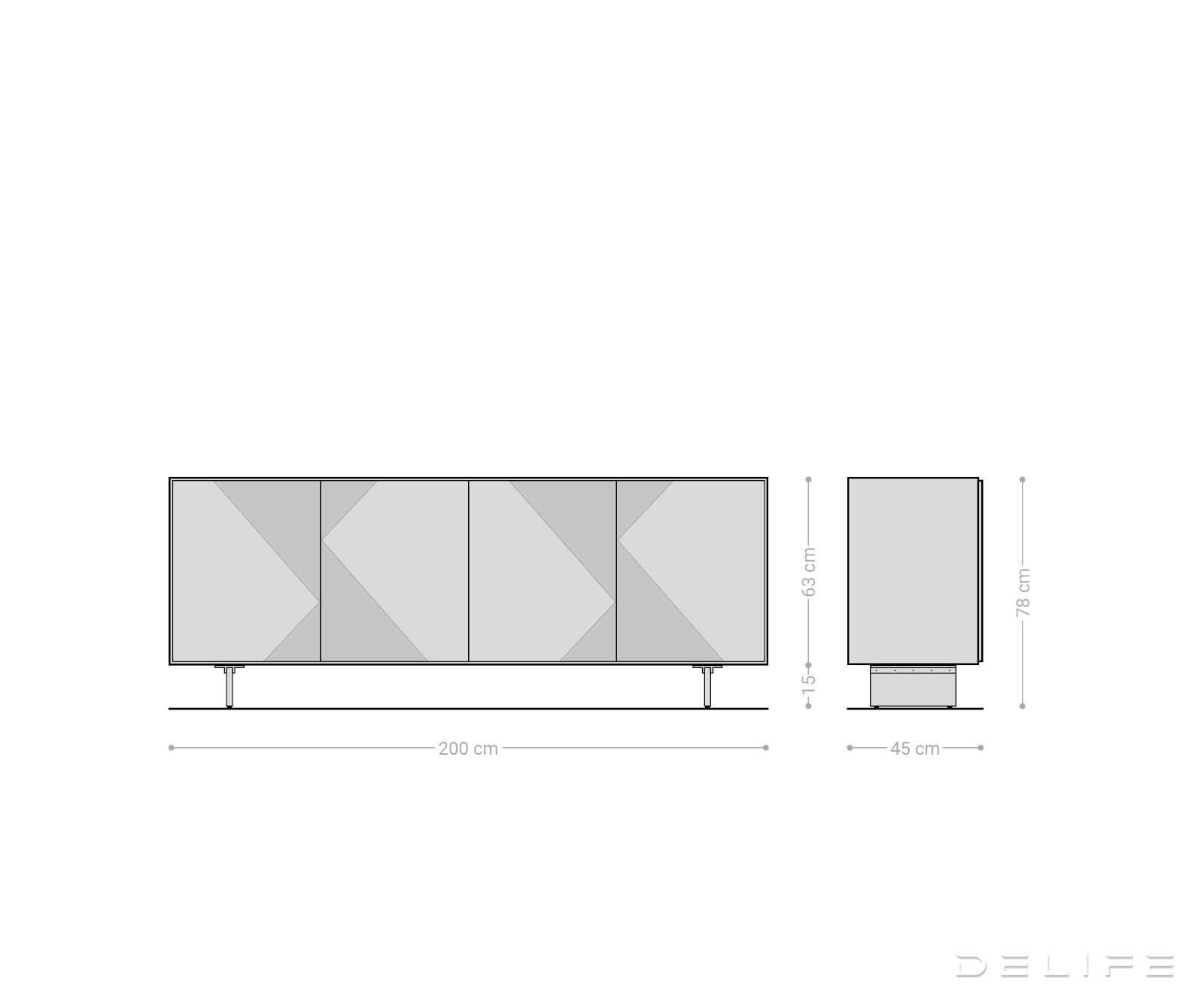 Komoda Tereos 200x45cm, Materijal: Jasen