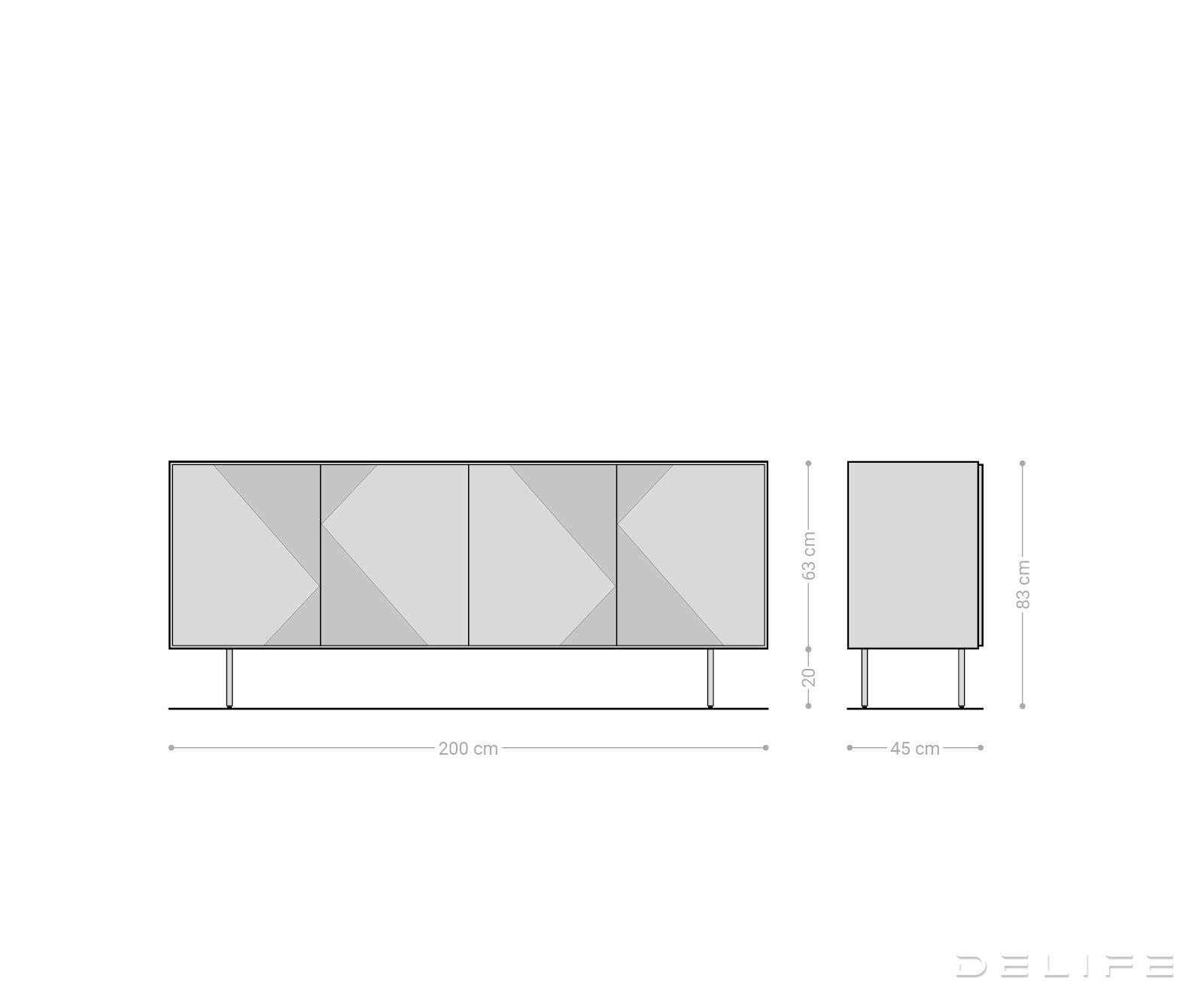 Komoda Tereos 200x45cm, Materijal: Jasen