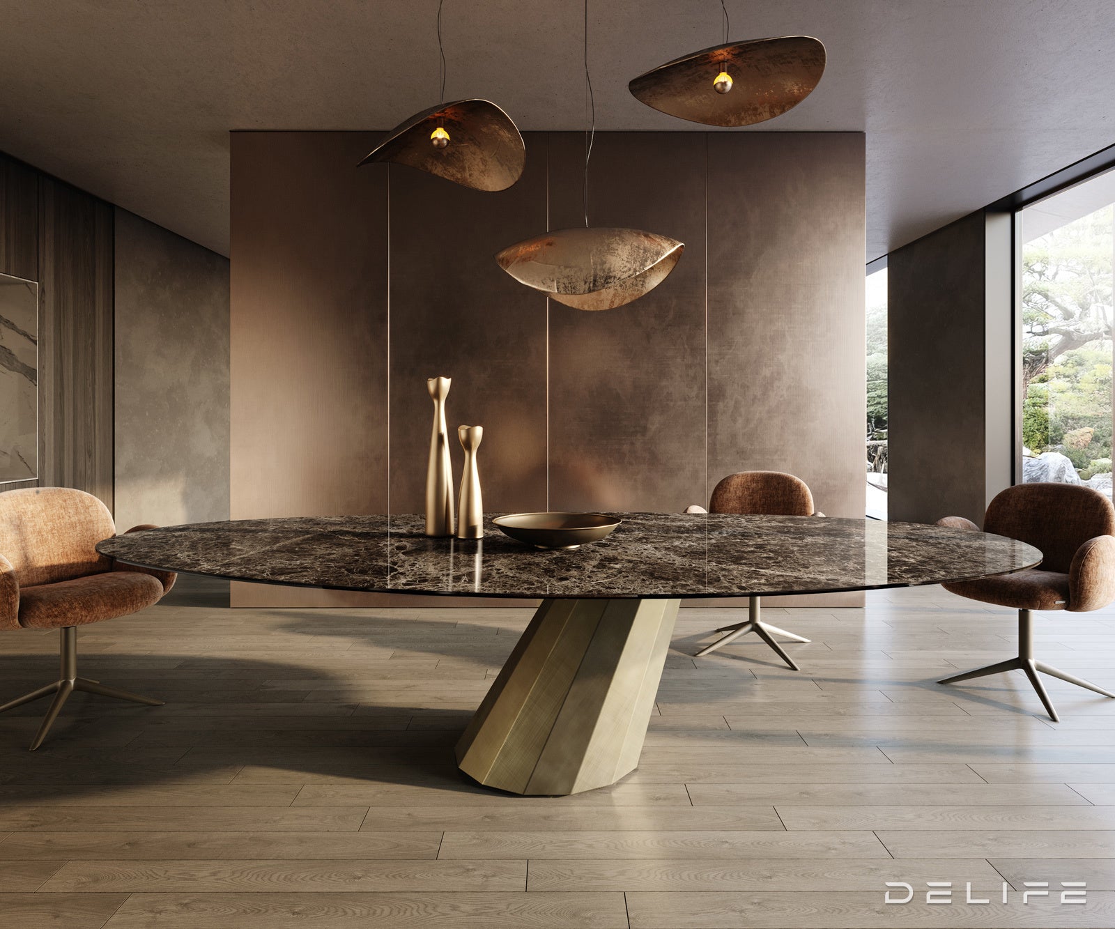 Blagovaonski stol Edge 315x150cm, Materijal: Keramika Laminam Emperador Extra Lucidato