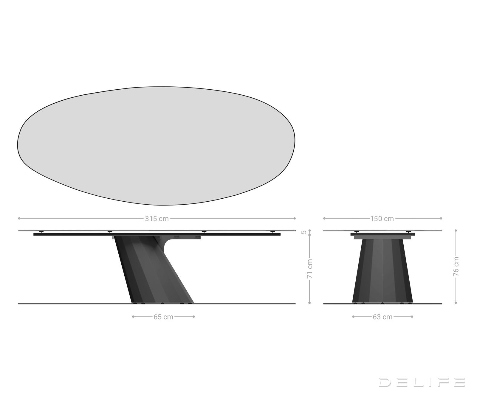 Blagovaonski stol Edge 315x150cm, Materijal: Keramika Laminam Emperador Extra Lucidato
