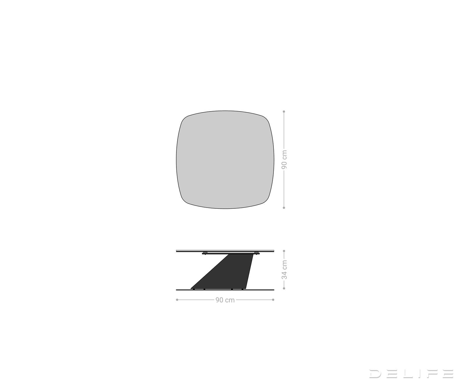 Klub stolić Edge Boot 90x90cm, Materijal: Keramika Laminam Noir Desir