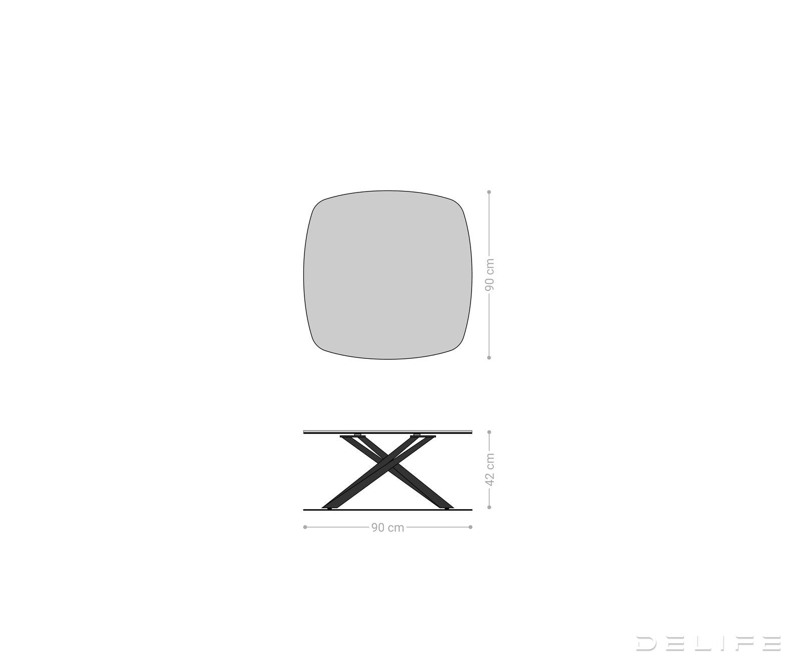 Klub stolić Edge Boot 90x90cm, Materijal: Keramika Laminam Noir Desir