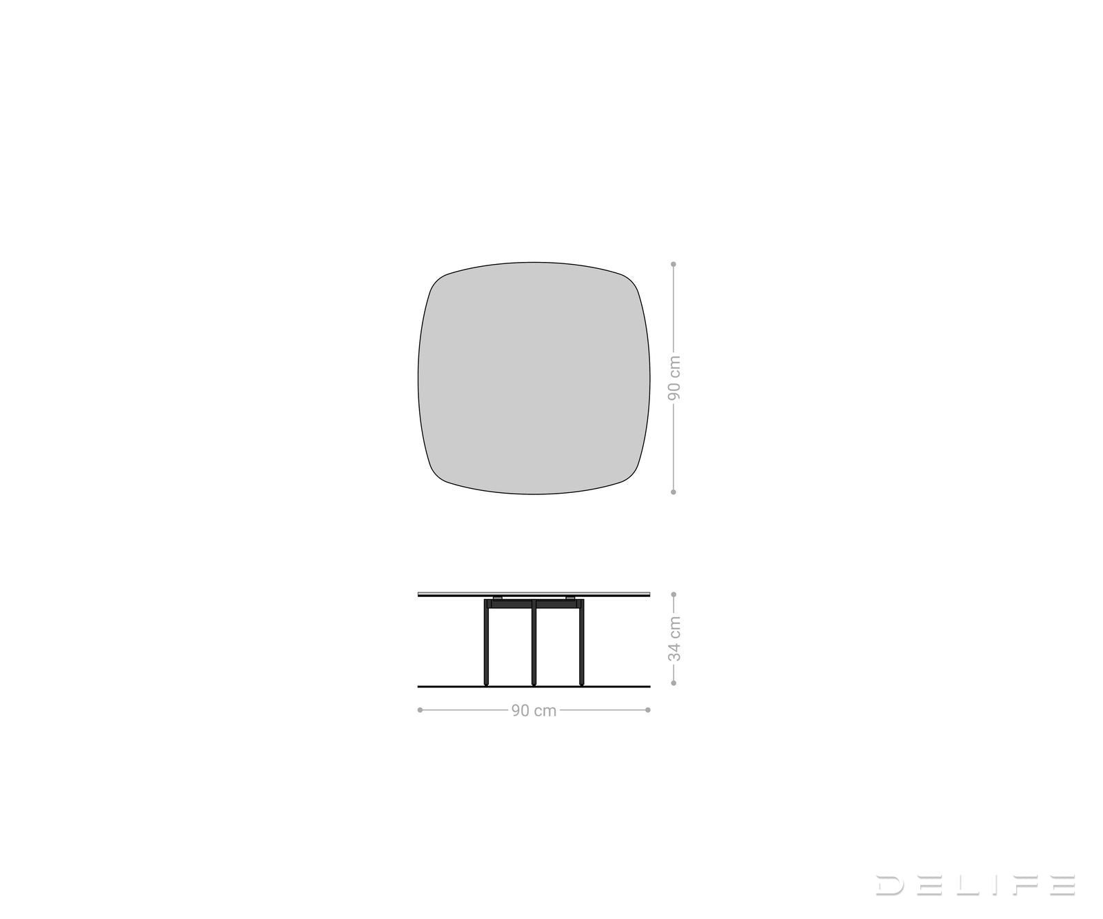 Klub stolić Edge Boot 90x90cm, Materijal: Keramika Laminam Noir Desir