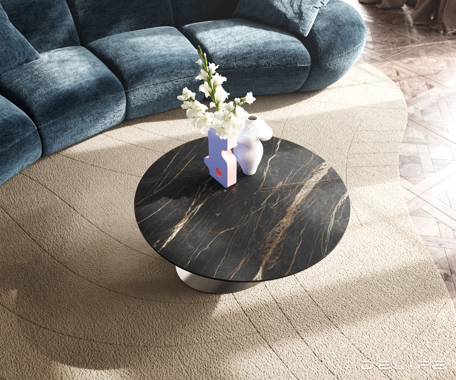 Klub stolić Edge 90x90cm, Materijal: Keramika Laminam Noir Desir