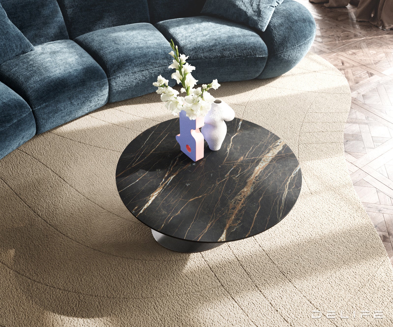 Klub stolić Edge 90x90cm, Materijal: Keramika Laminam Noir Desir
