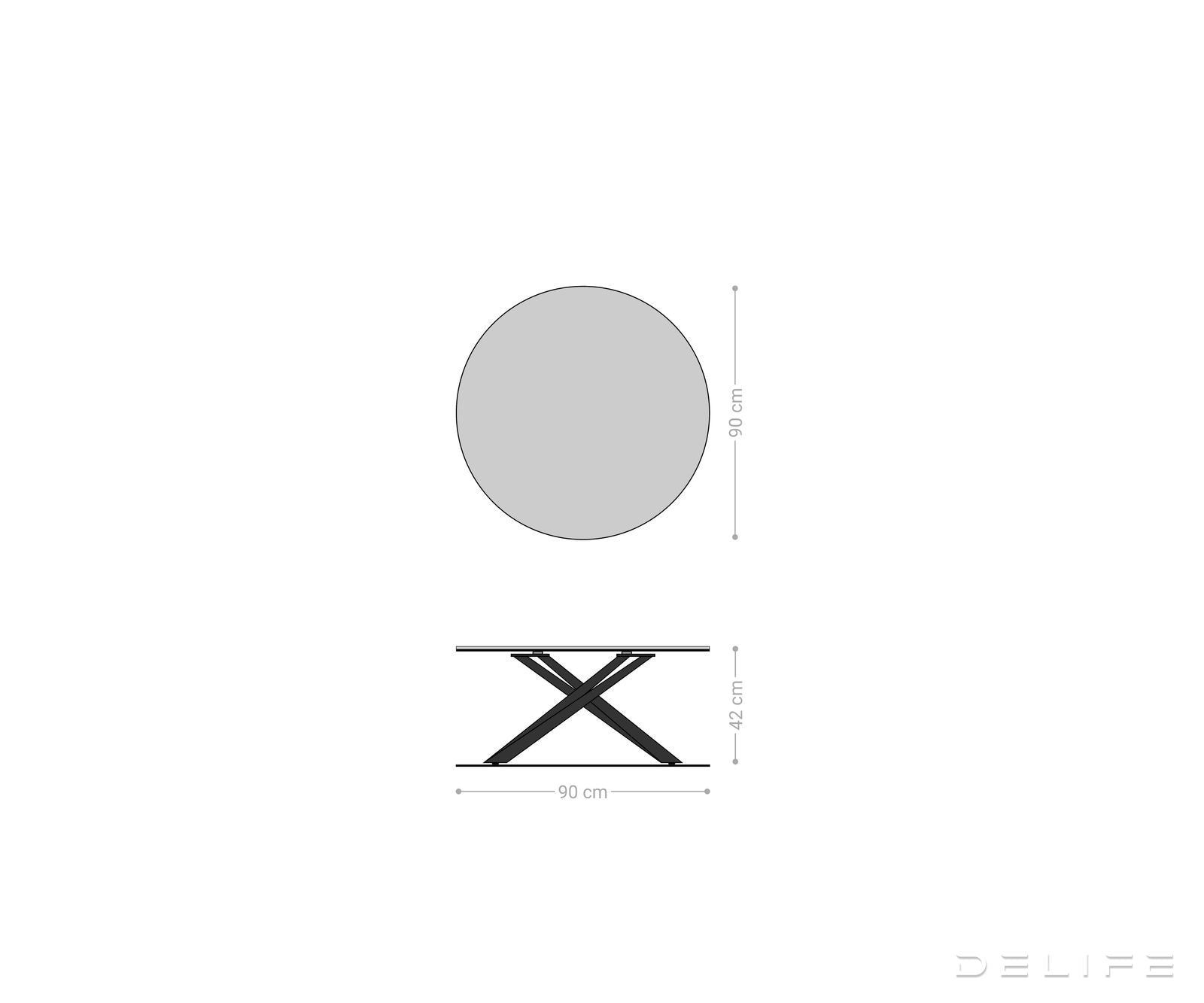 Klub stolić Edge 90x90cm, Materijal: Keramika Laminam Noir Desir