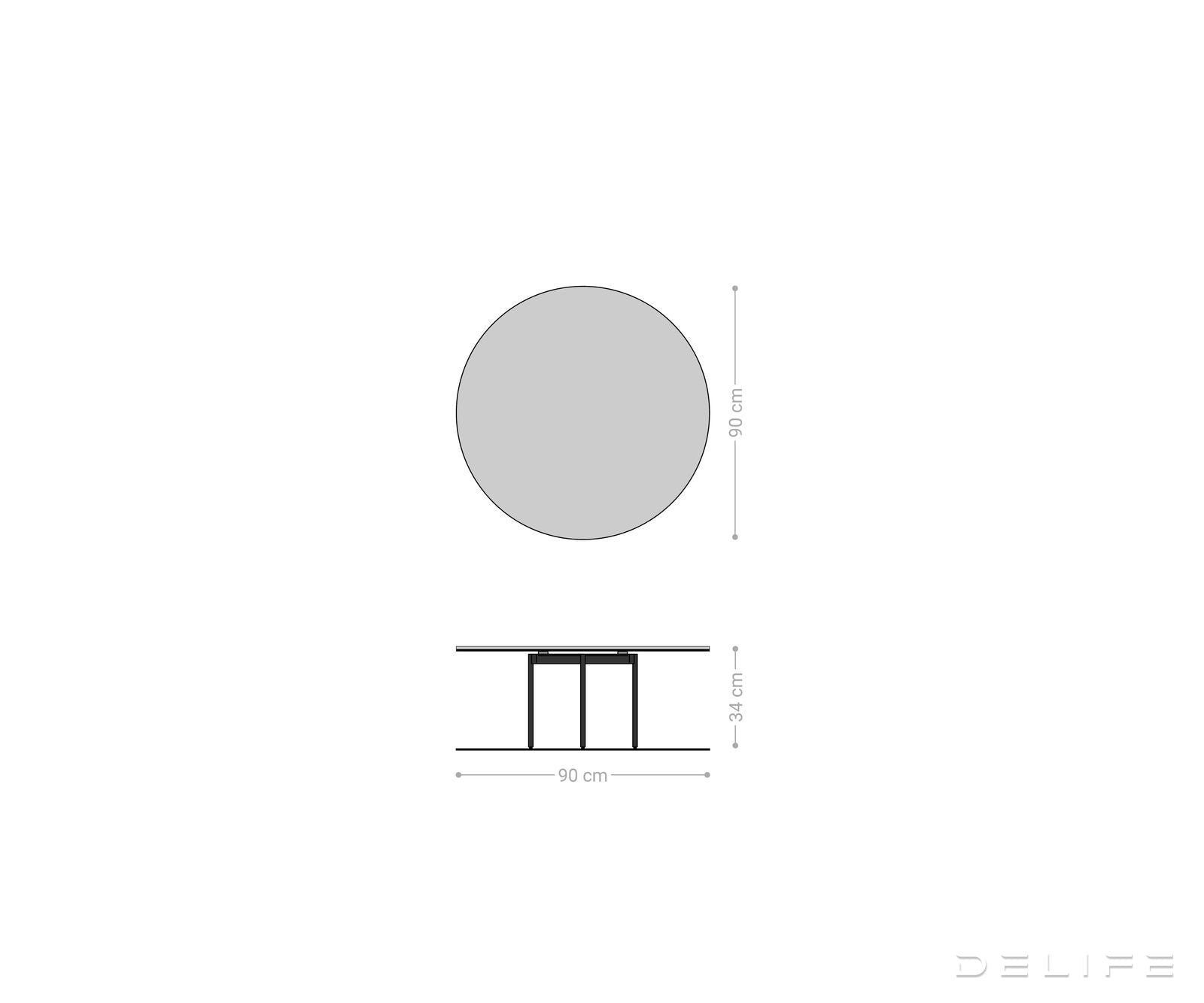 Klub stolić Edge 90x90cm, Materijal: Keramika Laminam Noir Desir