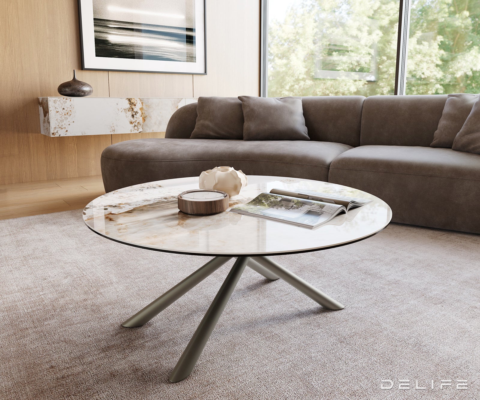 Klub stolić Edge 100x100cm, Materijal: Keramika Minas Melange