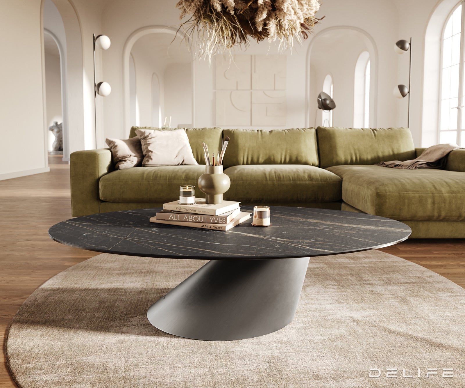 Klub stolić Edge 140x80cm, Materijal: Keramika Laminam Noir Desir