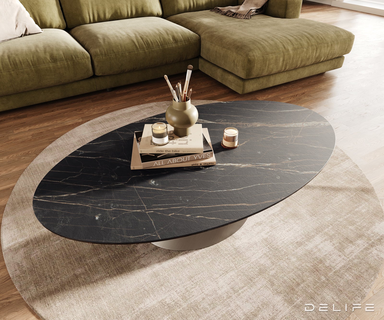 Klub stolić Edge 140x80cm, Materijal: Keramika Laminam Noir Desir