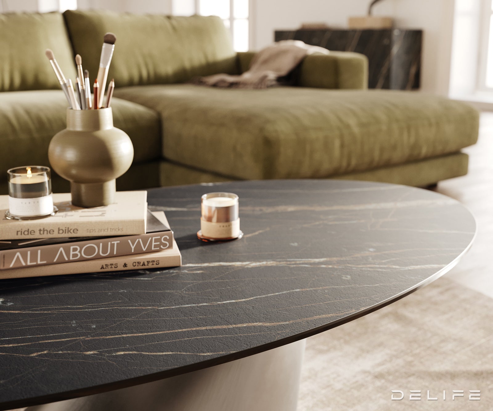 Klub stolić Edge 140x80cm, Materijal: Keramika Laminam Noir Desir
