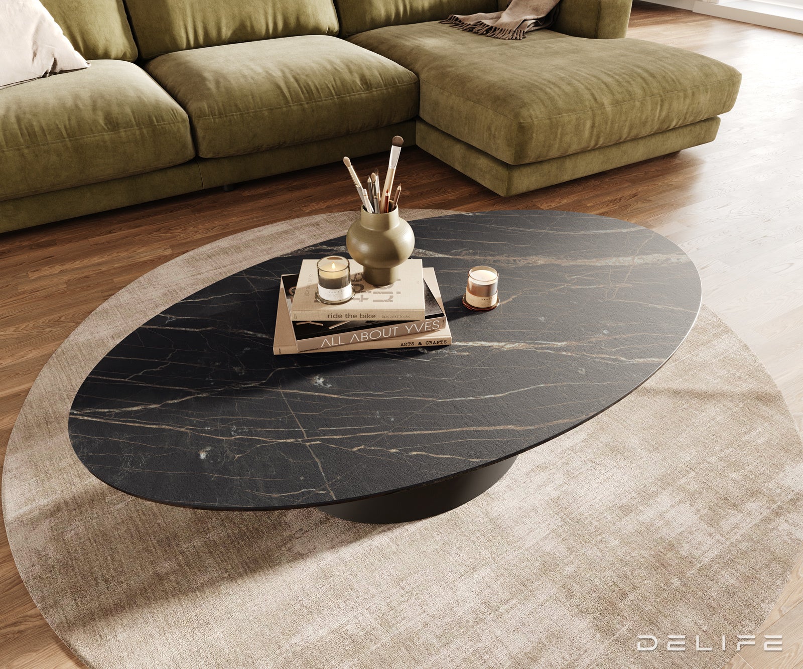 Klub stolić Edge 140x80cm, Materijal: Keramika Laminam Noir Desir