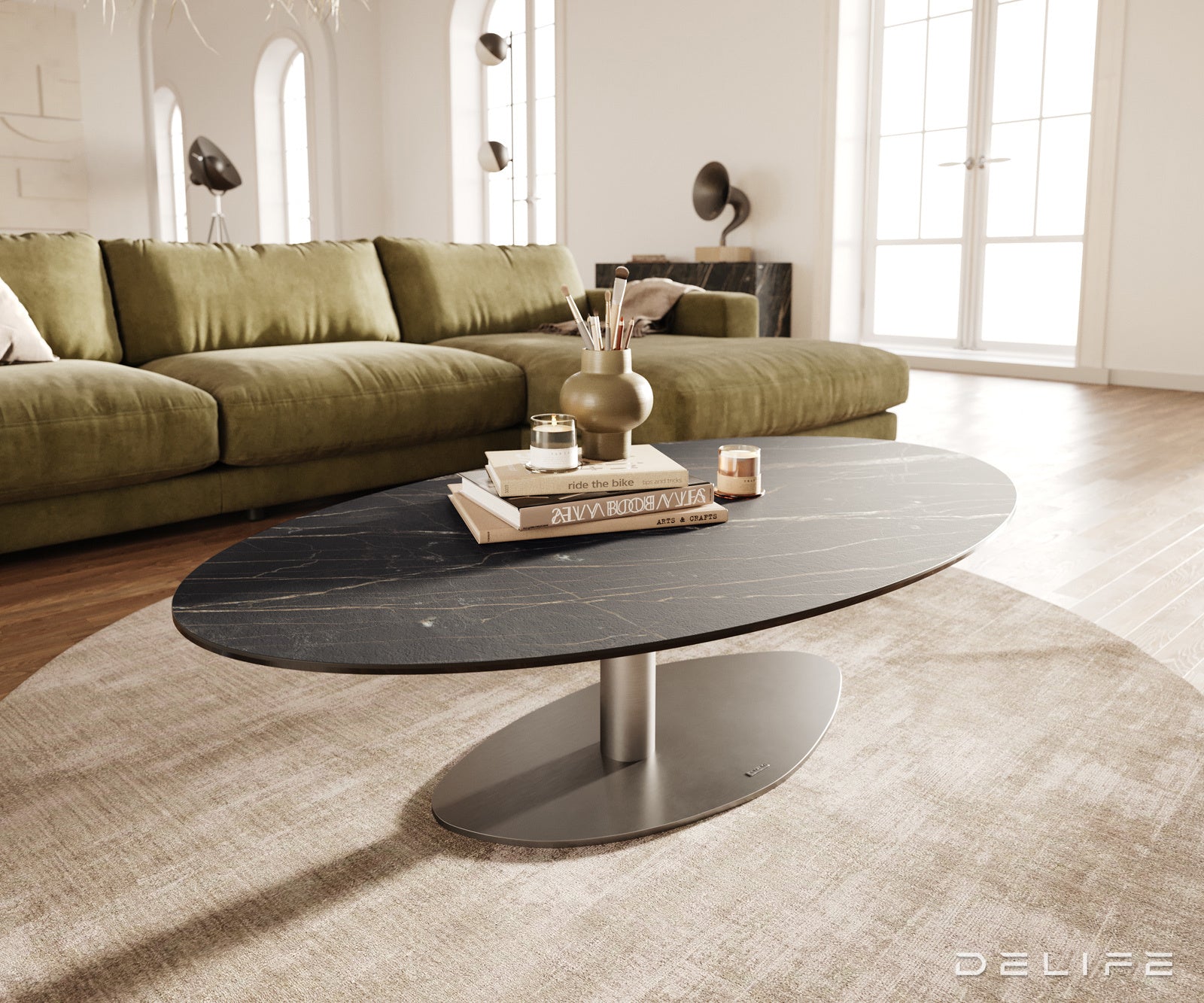Klub stolić Edge 140x80cm, Materijal: Keramika Laminam Noir Desir