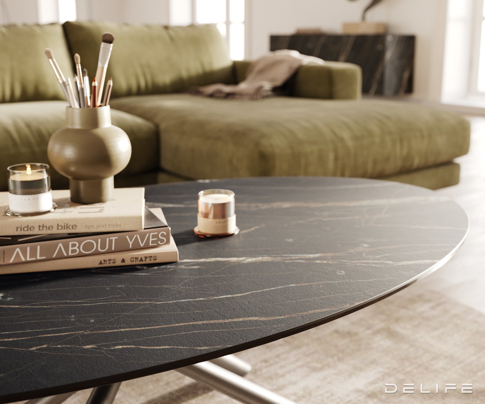 Klub stolić Edge 140x80cm, Materijal: Keramika Laminam Noir Desir