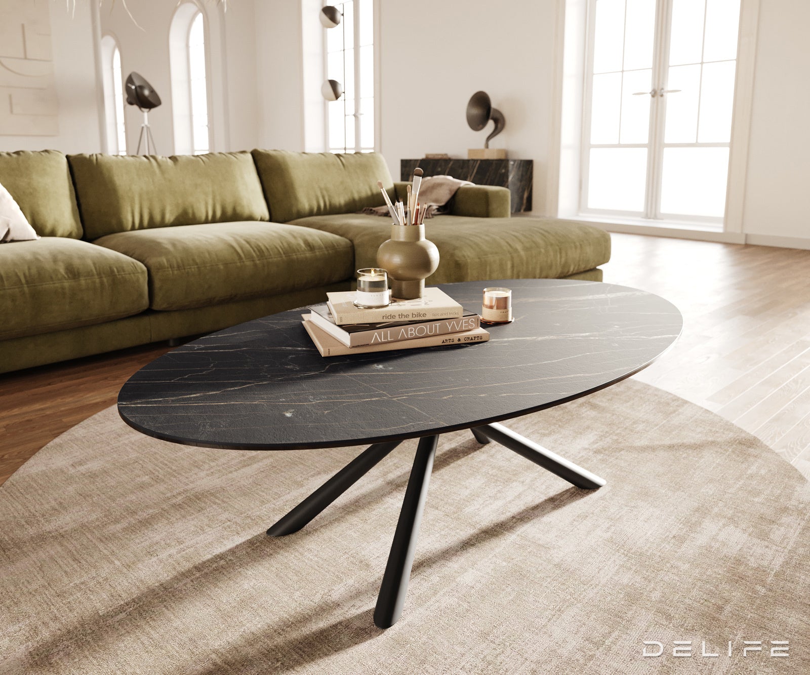 Klub stolić Edge 140x80cm, Materijal: Keramika Laminam Noir Desir