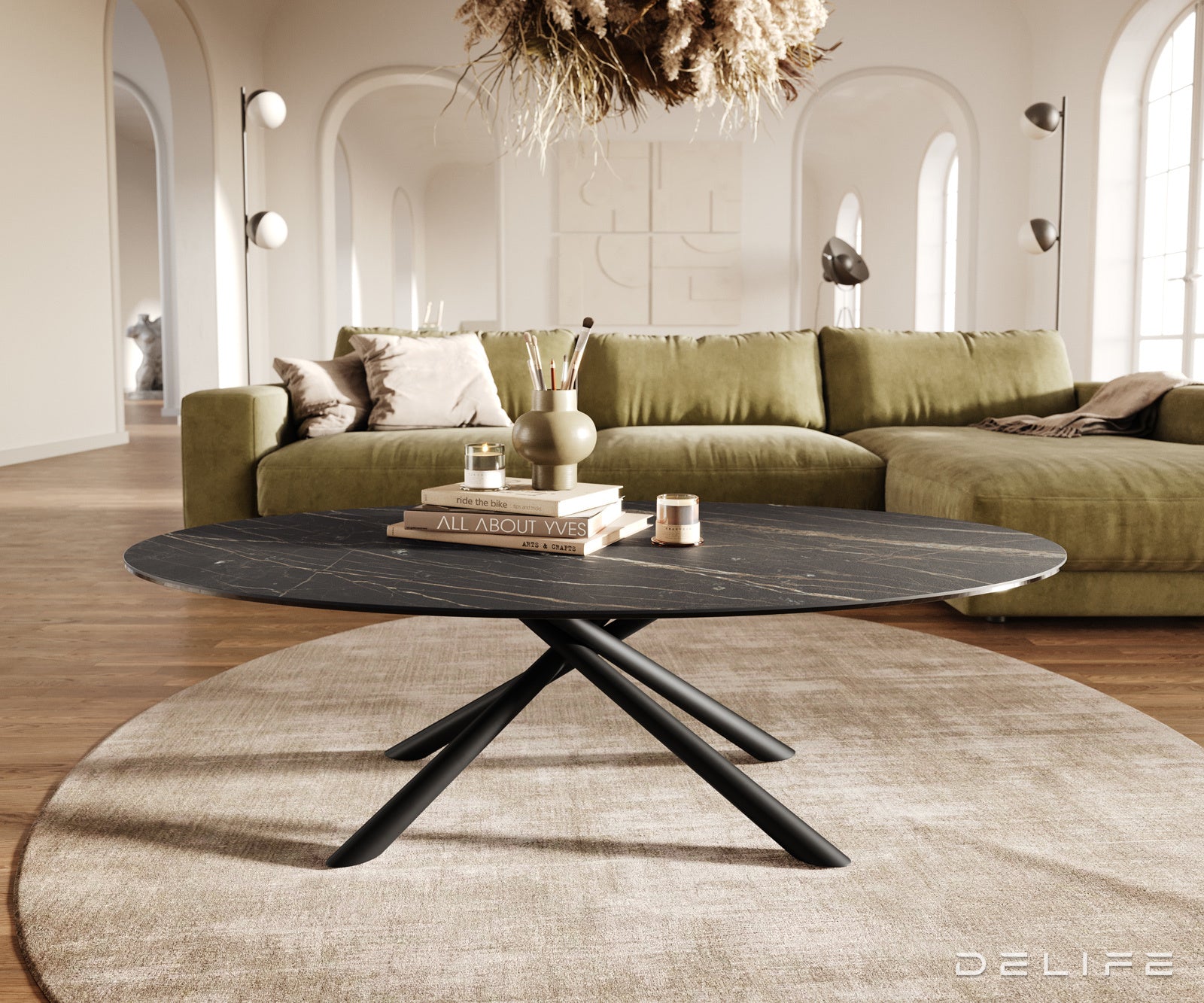 Klub stolić Edge 140x80cm, Materijal: Keramika Laminam Noir Desir