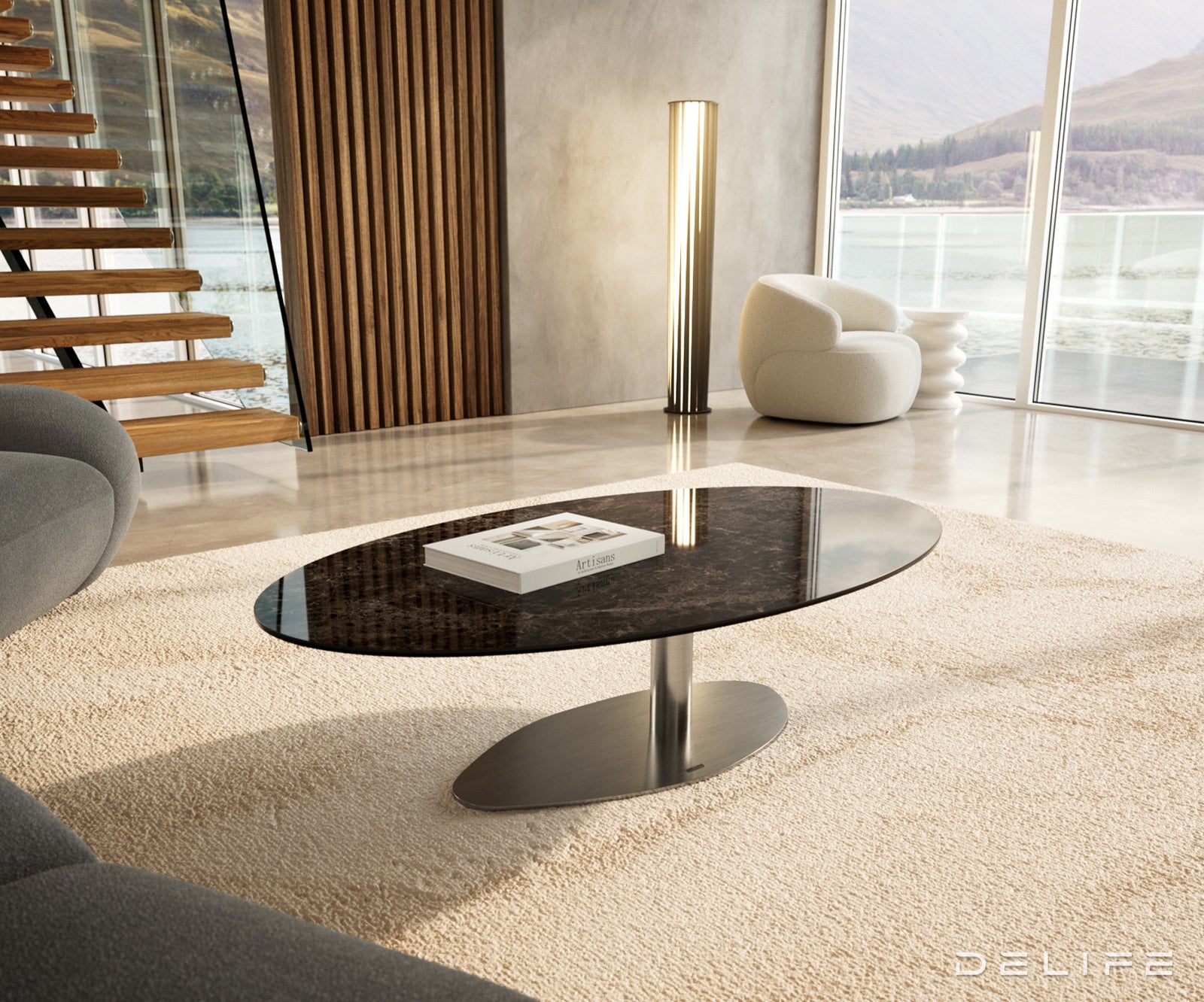 Klub stolić Edge 140x80cm, Materijal: Keramika Laminam Extra Lucidato