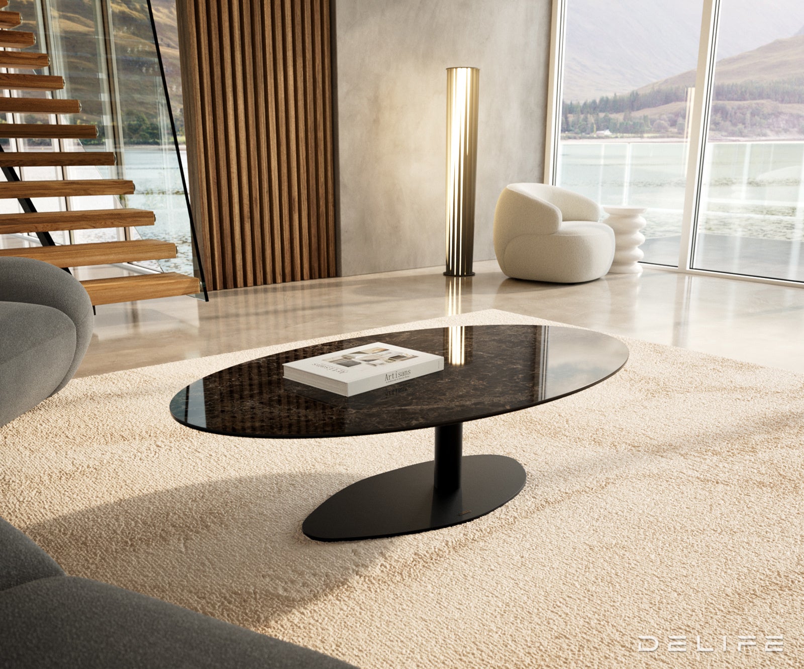 Klub stolić Edge 140x80cm, Materijal: Keramika Laminam Extra Lucidato