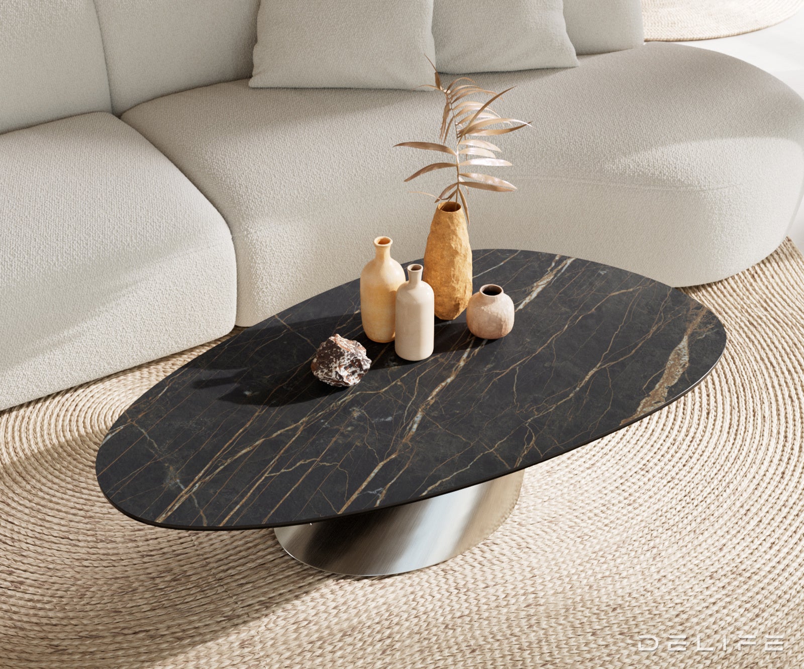 Klub stolić Edge 140x75cm, Materijal: Keramika Laminam Noir Desir