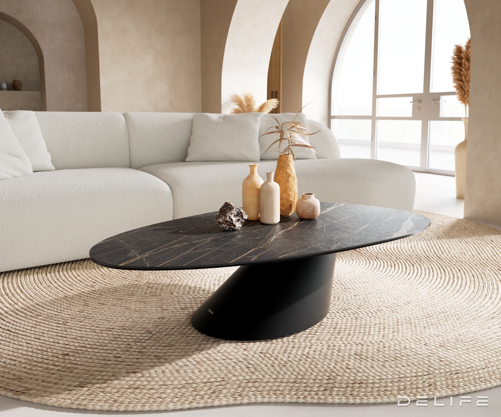 Klub stolić Edge 140x75cm, Materijal: Keramika Laminam Noir Desir
