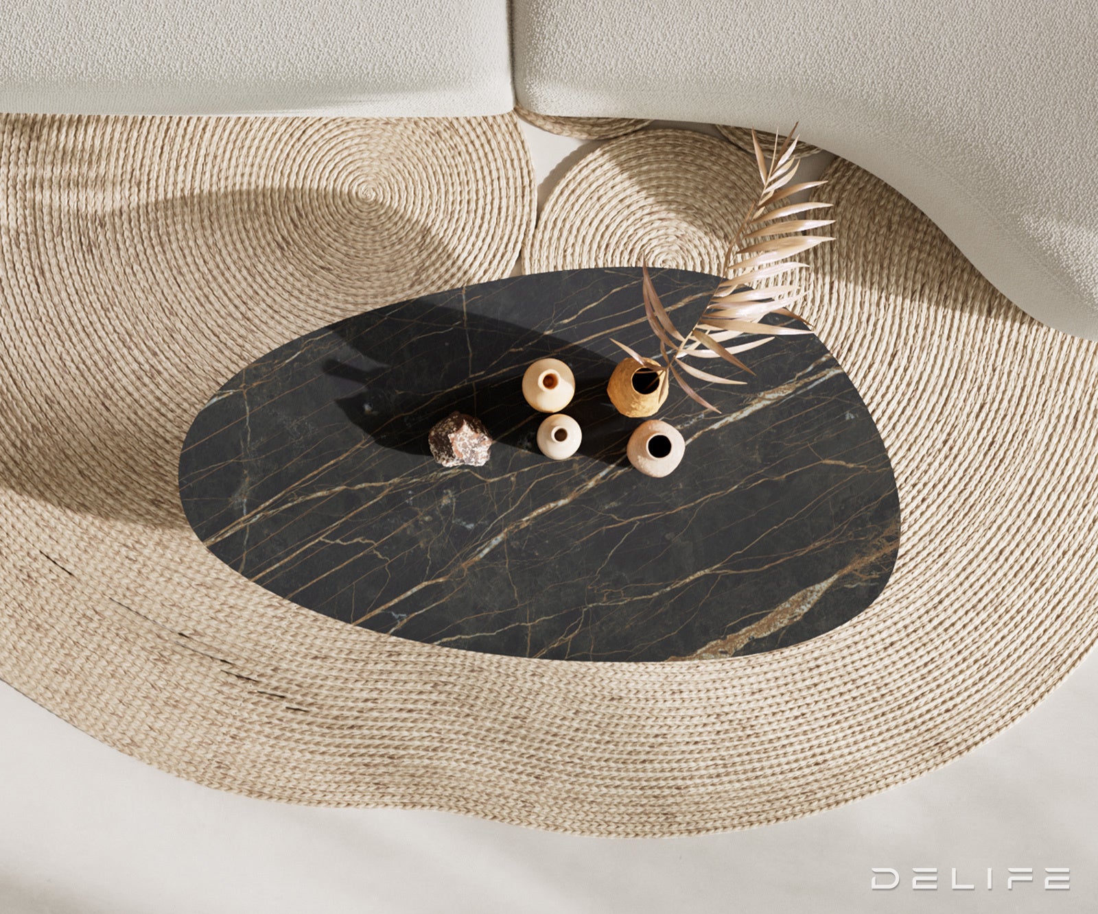 Klub stolić Edge 140x75cm, Materijal: Keramika Laminam Noir Desir