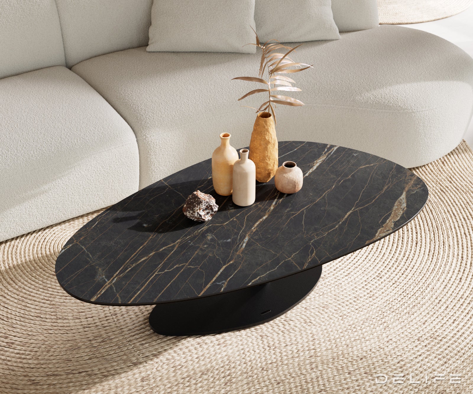 Klub stolić Edge 140x75cm, Materijal: Keramika Laminam Noir Desir