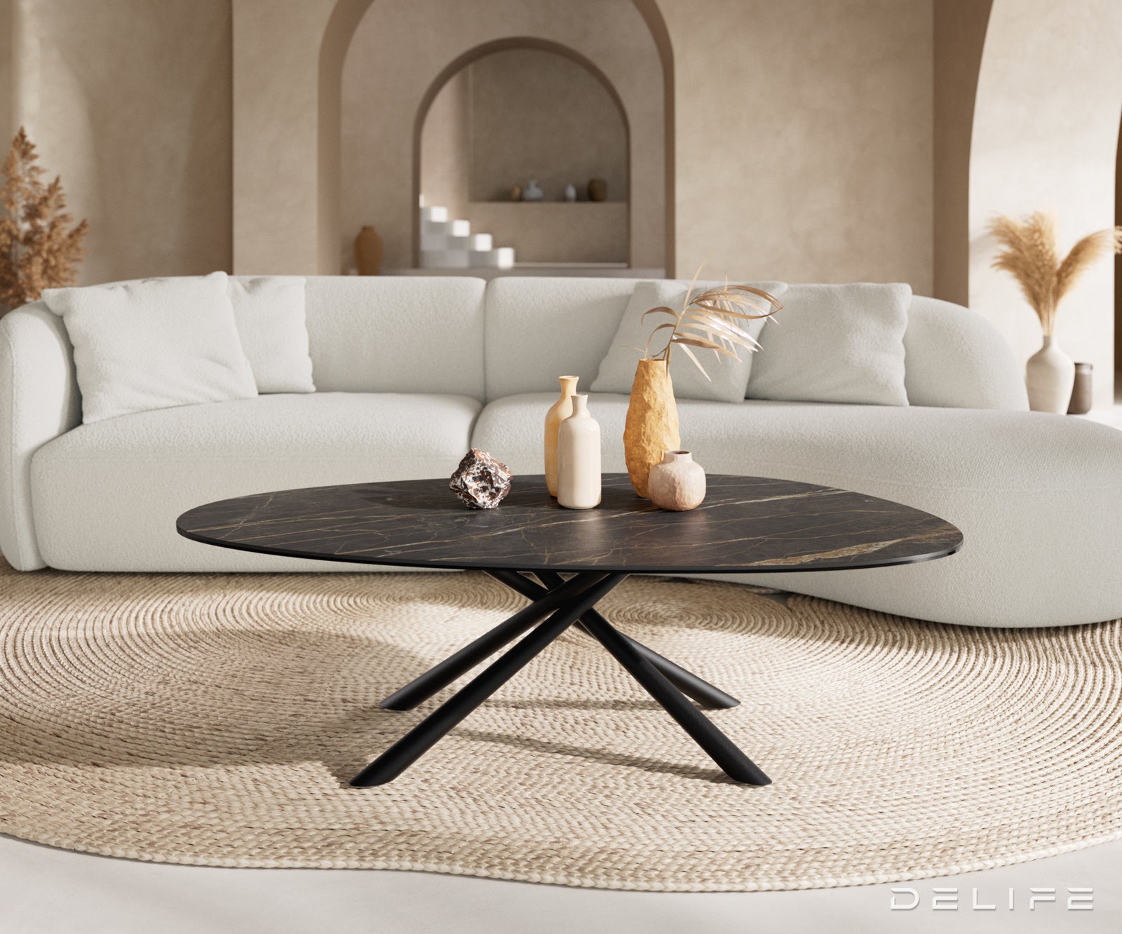 Klub stolić Edge 140x75cm, Materijal: Keramika Laminam Noir Desir