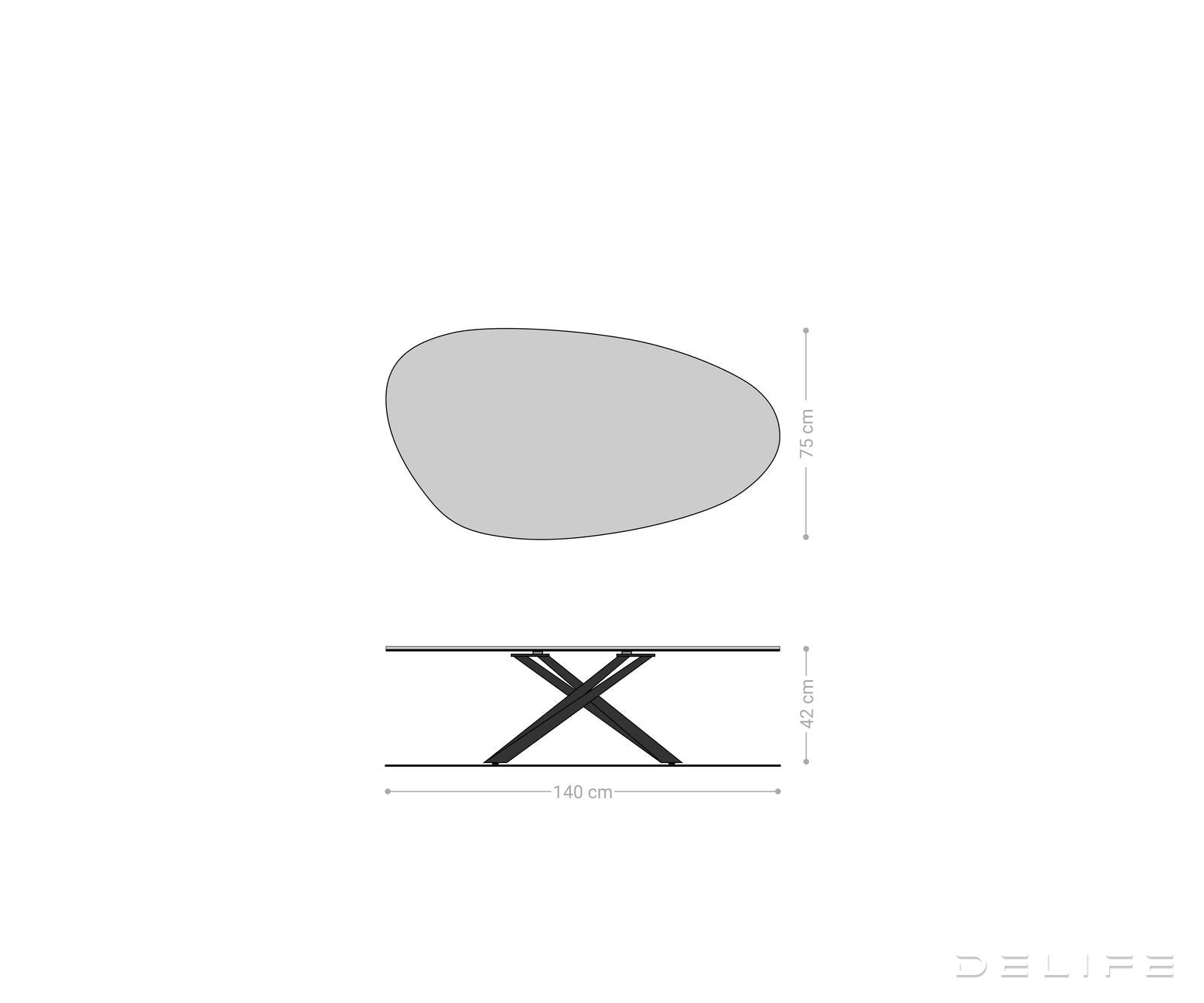 Klub stolić Edge 140x75cm, Materijal: Keramika Laminam Noir Desir