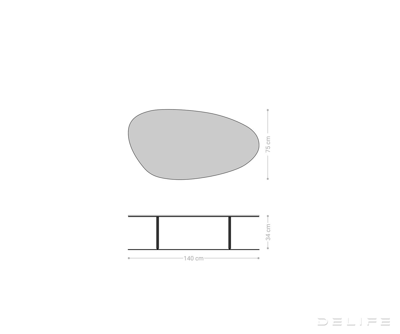 Klub stolić Edge 140x75cm, Materijal: Keramika Laminam Noir Desir