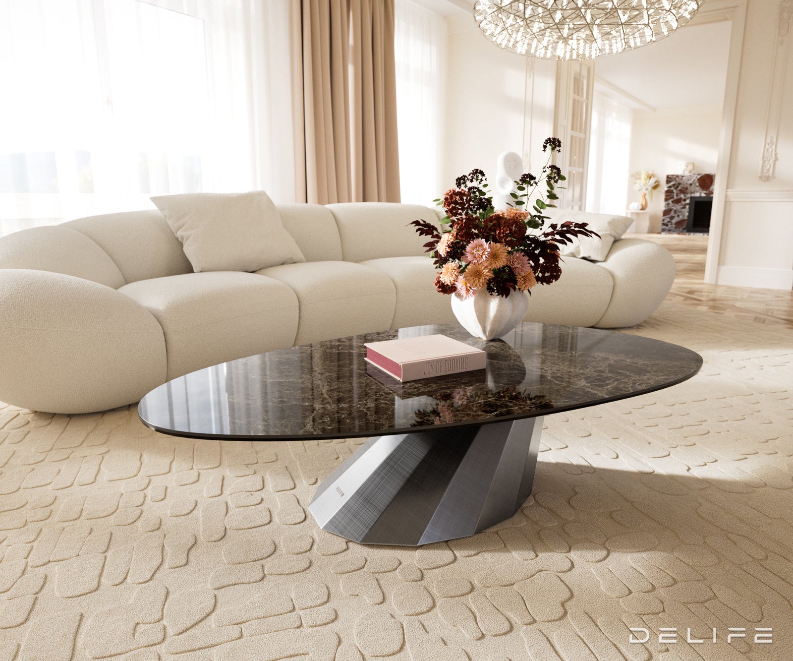 Klub stolić Edge 140x75cm, Materijal: Keramika Laminam Emperador Extra Lucidato