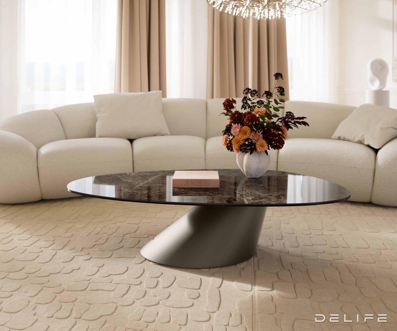 Klub stolić Edge 140x75cm, Materijal: Keramika Laminam Emperador Extra Lucidato
