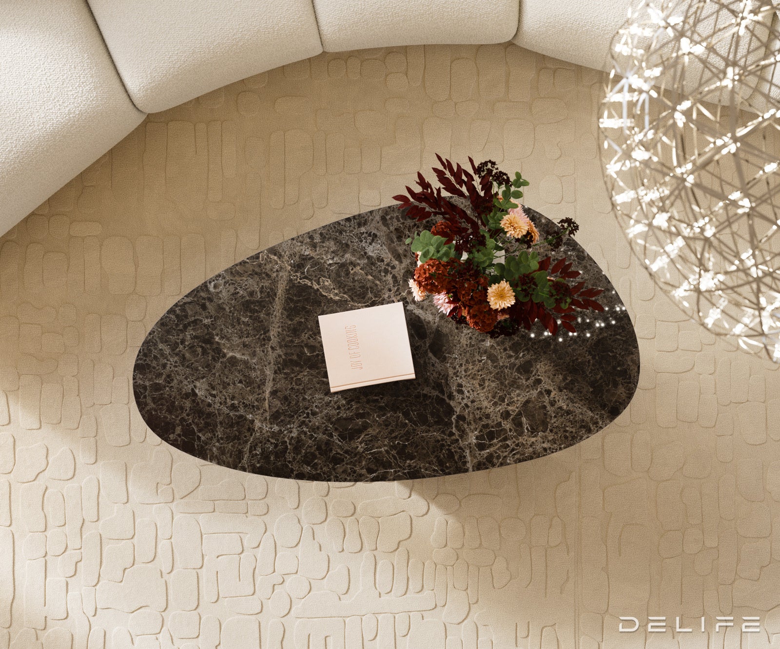 Klub stolić Edge 140x75cm, Materijal: Keramika Laminam Emperador Extra Lucidato
