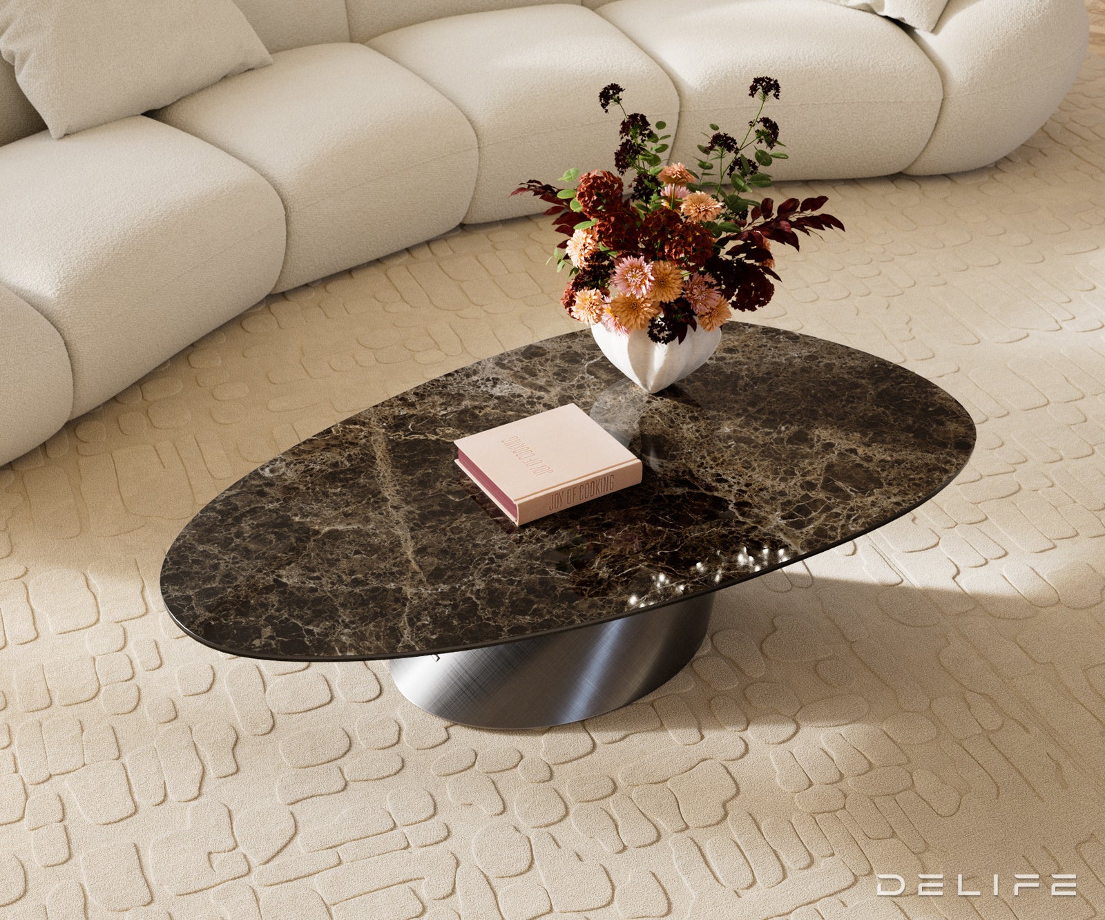 Klub stolić Edge 140x75cm, Materijal: Keramika Laminam Emperador Extra Lucidato