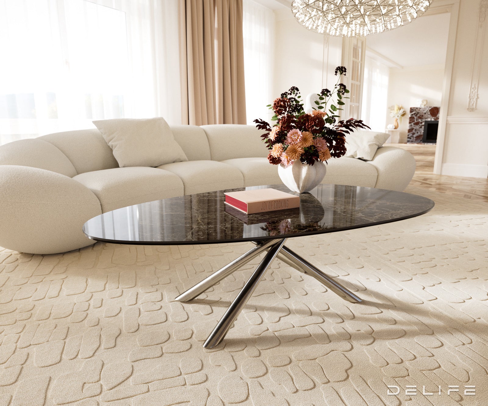 Klub stolić Edge 140x75cm, Materijal: Keramika Laminam Emperador Extra Lucidato