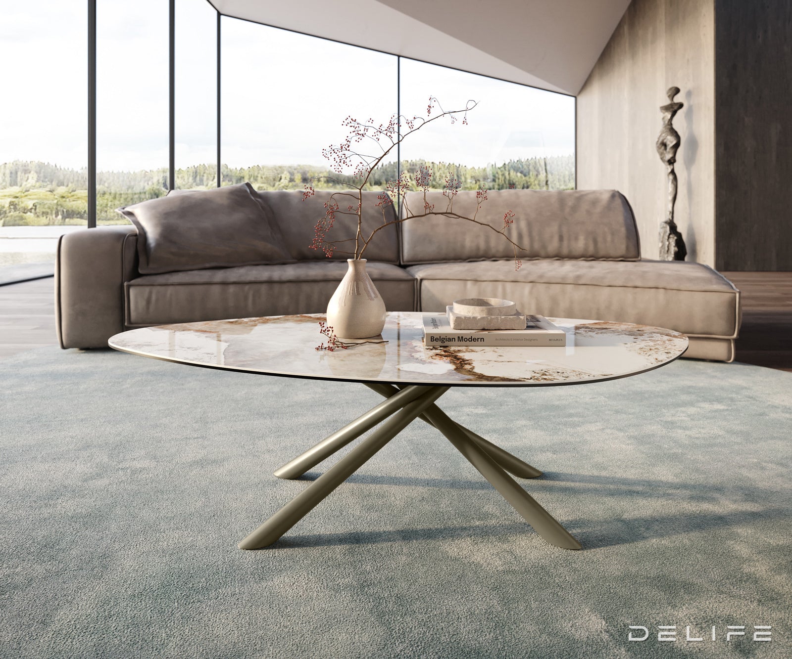 Klub stolić Edge 140x76cm, Materijal: Keramika Minas Melange